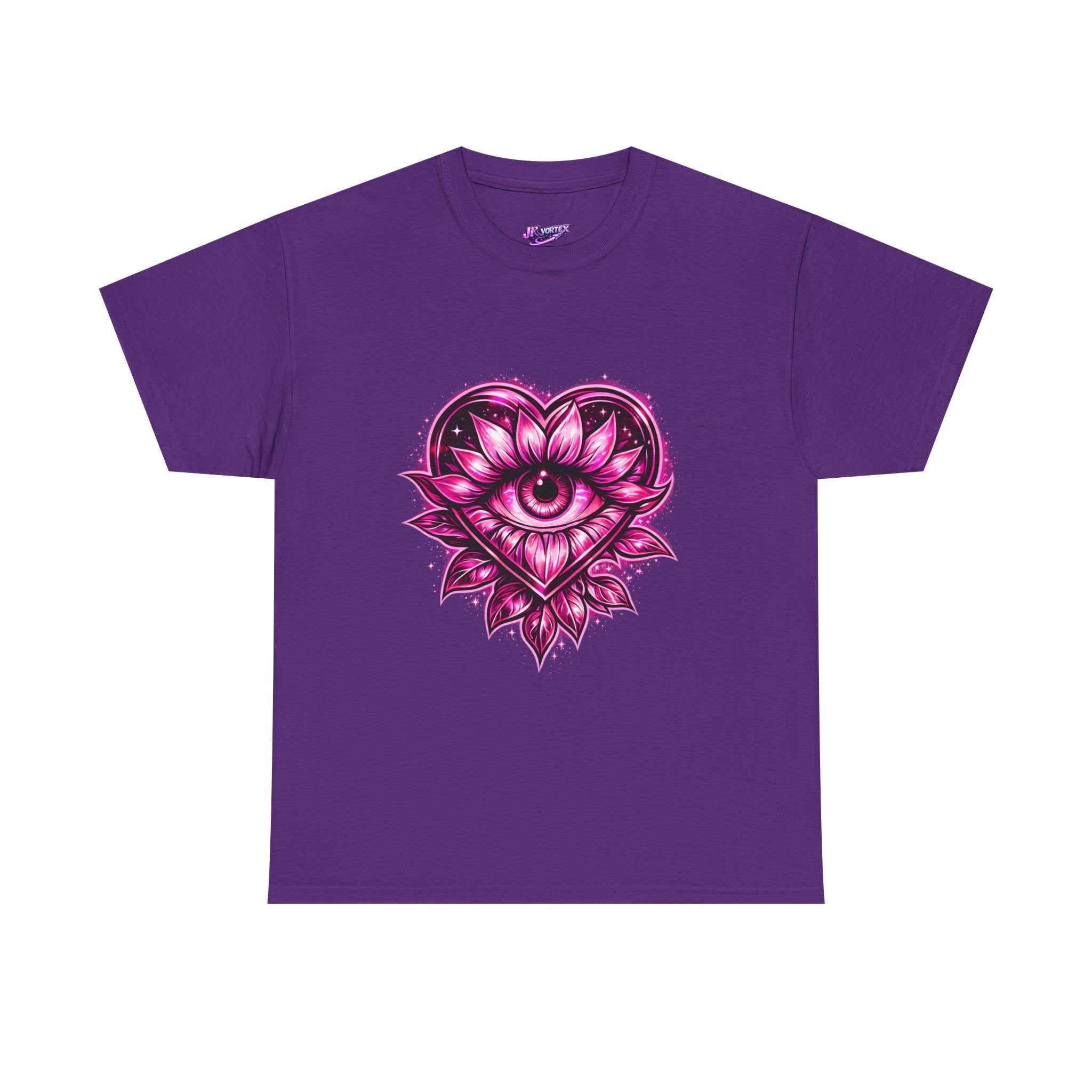 Mystic Heart Eye T‑Shirt — Pink Third Eye Lotus Graphic Tee Printify
