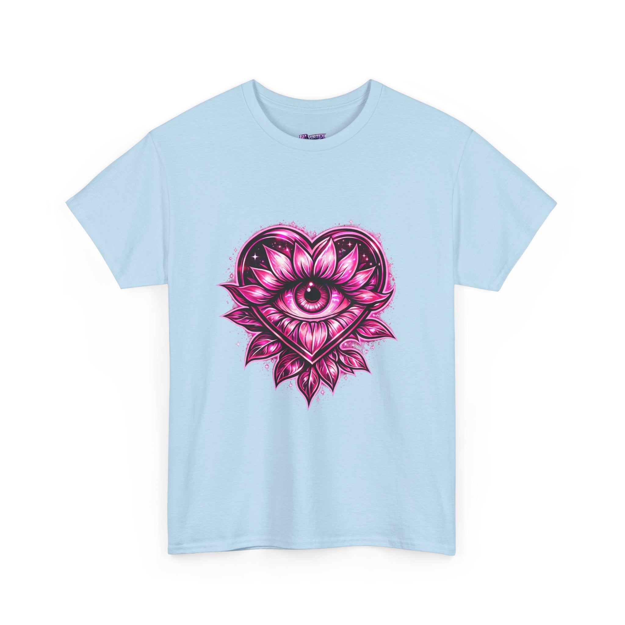 Mystic Heart Eye T‑Shirt — Pink Third Eye Lotus Graphic Tee Printify