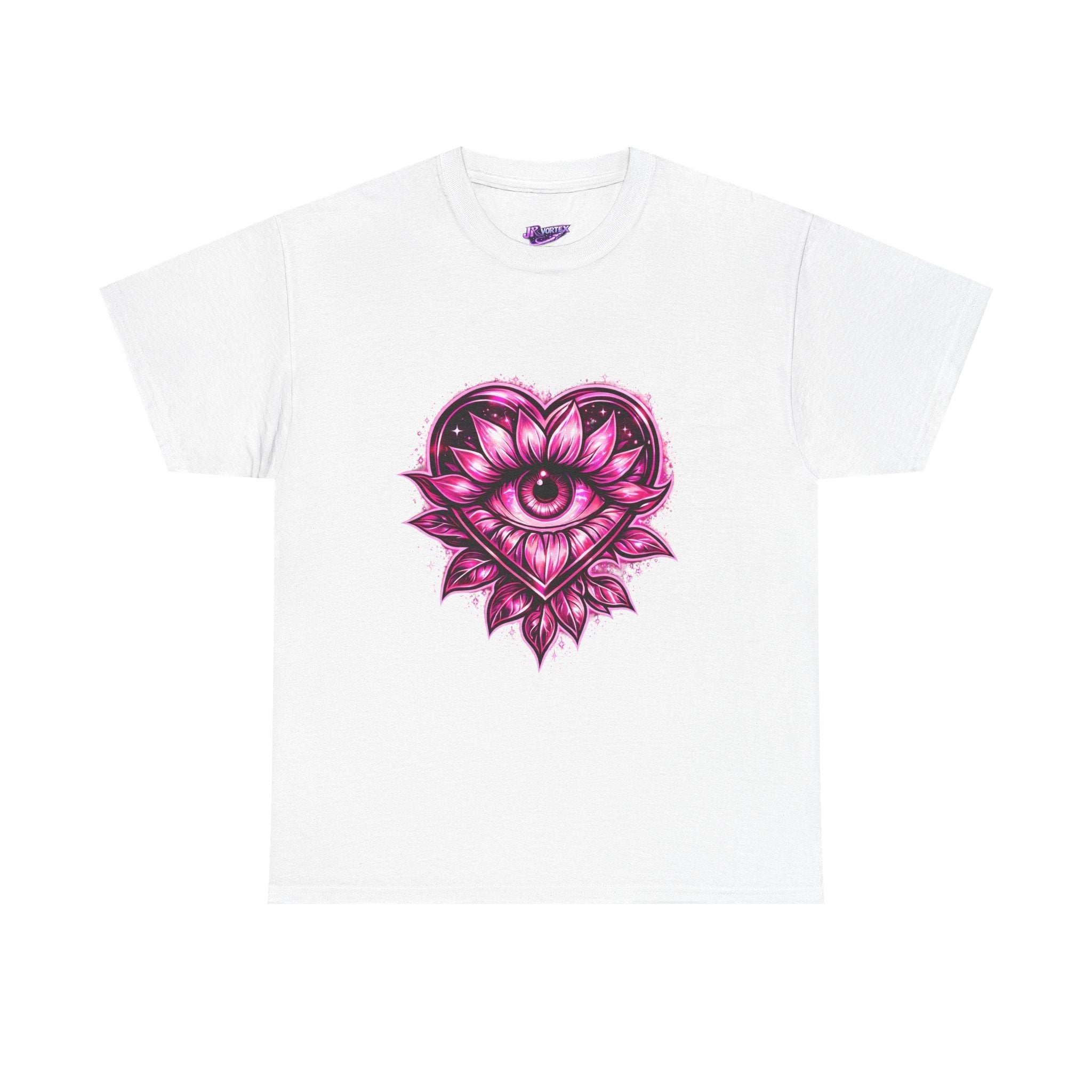 Mystic Heart Eye T‑Shirt — Pink Third Eye Lotus Graphic Tee Printify
