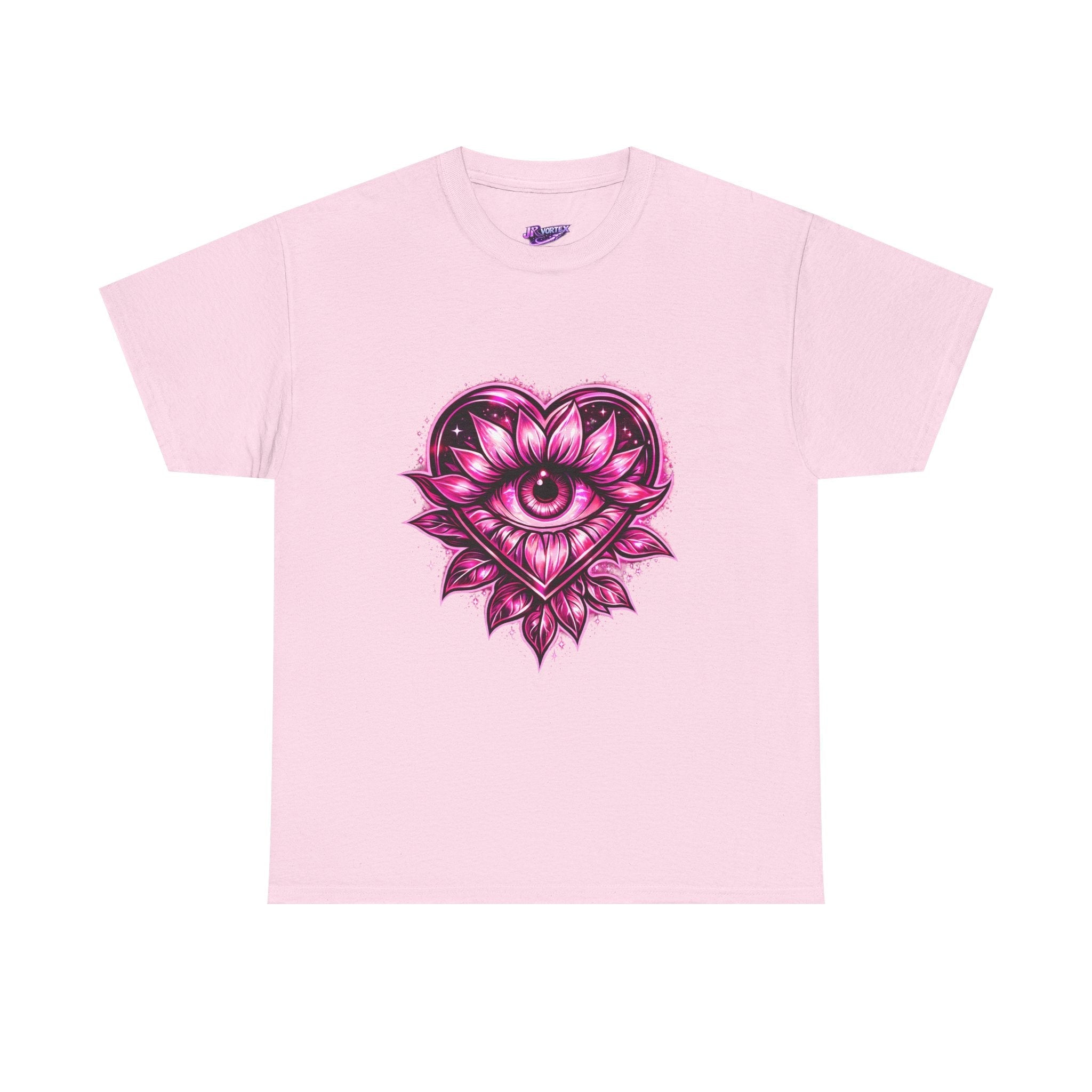 Mystic Heart Eye T‑Shirt — Pink Third Eye Lotus Graphic Tee Printify