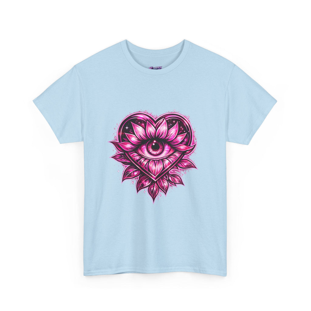 Mystic Heart Eye T‑Shirt — Pink Third Eye Lotus Graphic Tee Printify