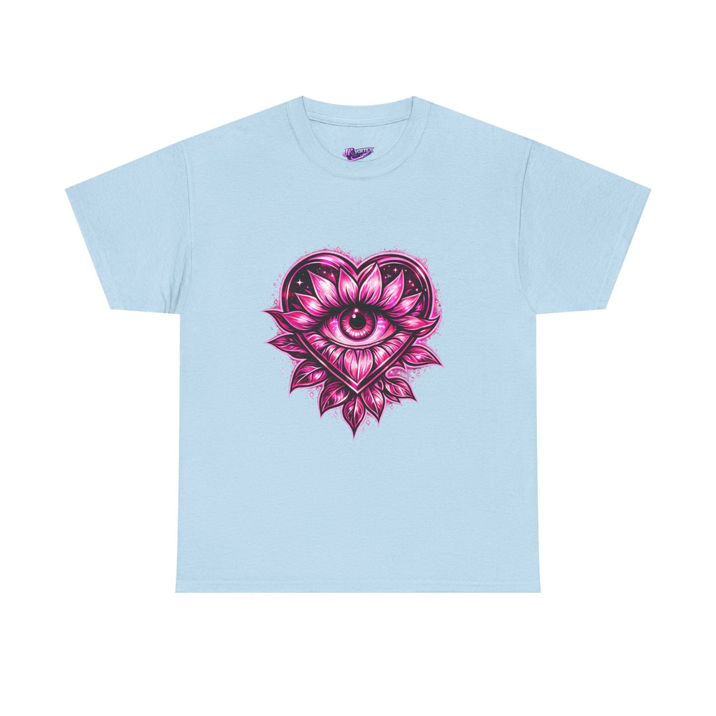 Mystic Heart Eye T‑Shirt — Pink Third Eye Lotus Graphic Tee Printify