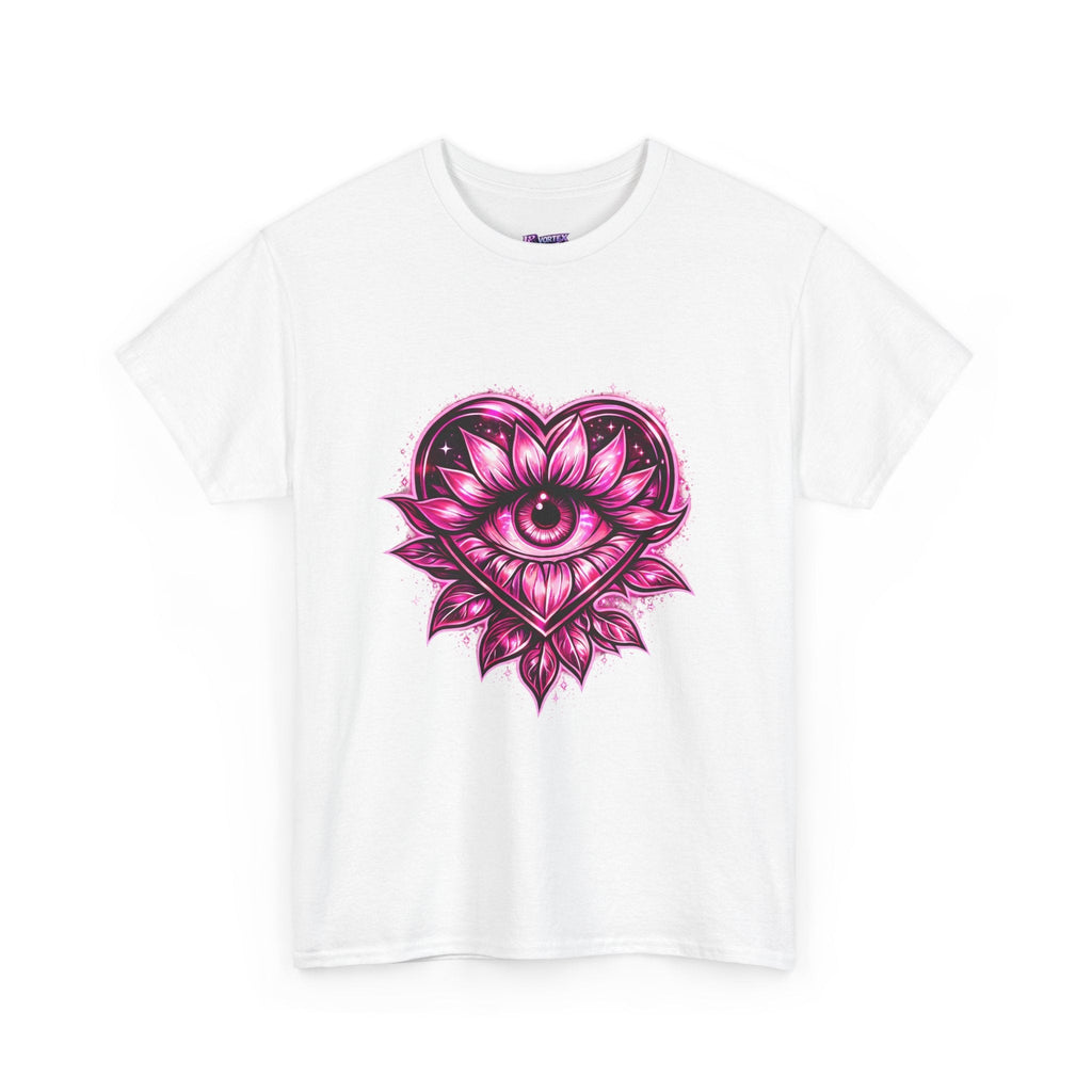 Mystic Heart Eye T‑Shirt — Pink Third Eye Lotus Graphic Tee Printify