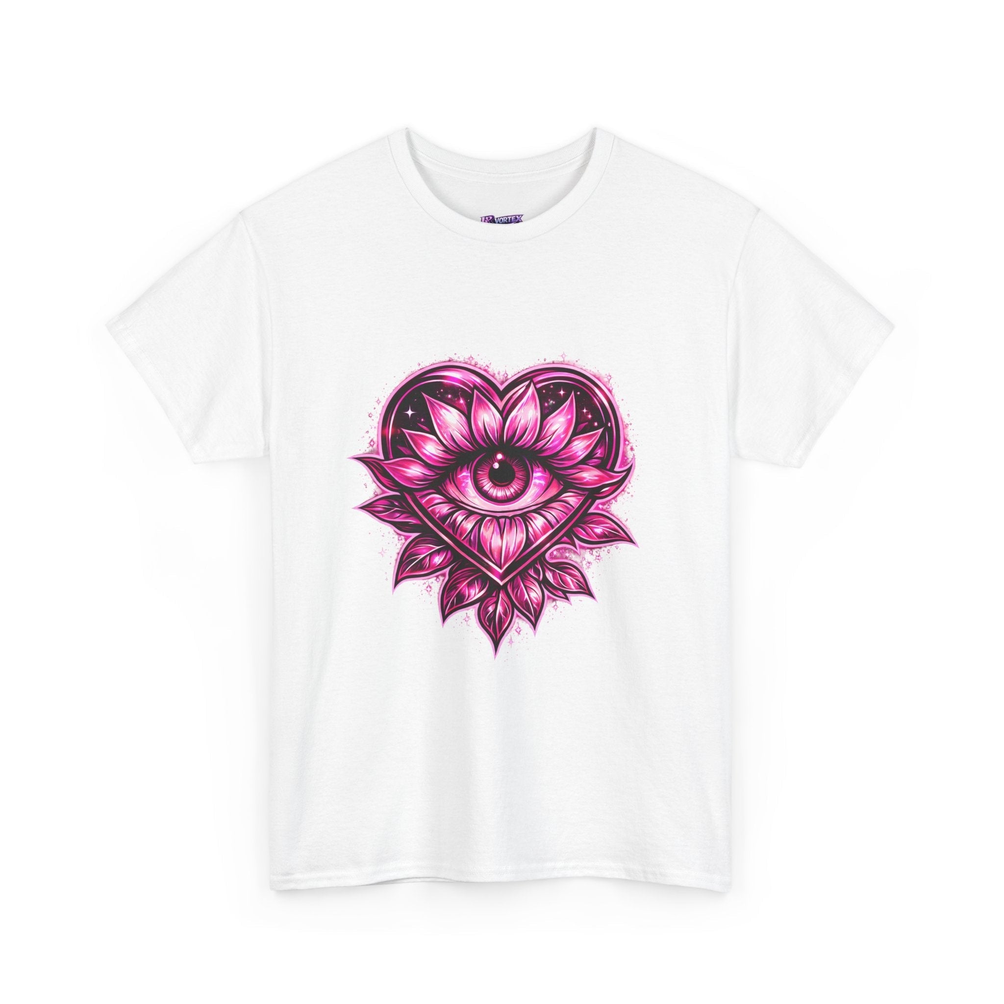 Mystic Heart Eye T‑Shirt — Pink Third Eye Lotus Graphic Tee Printify