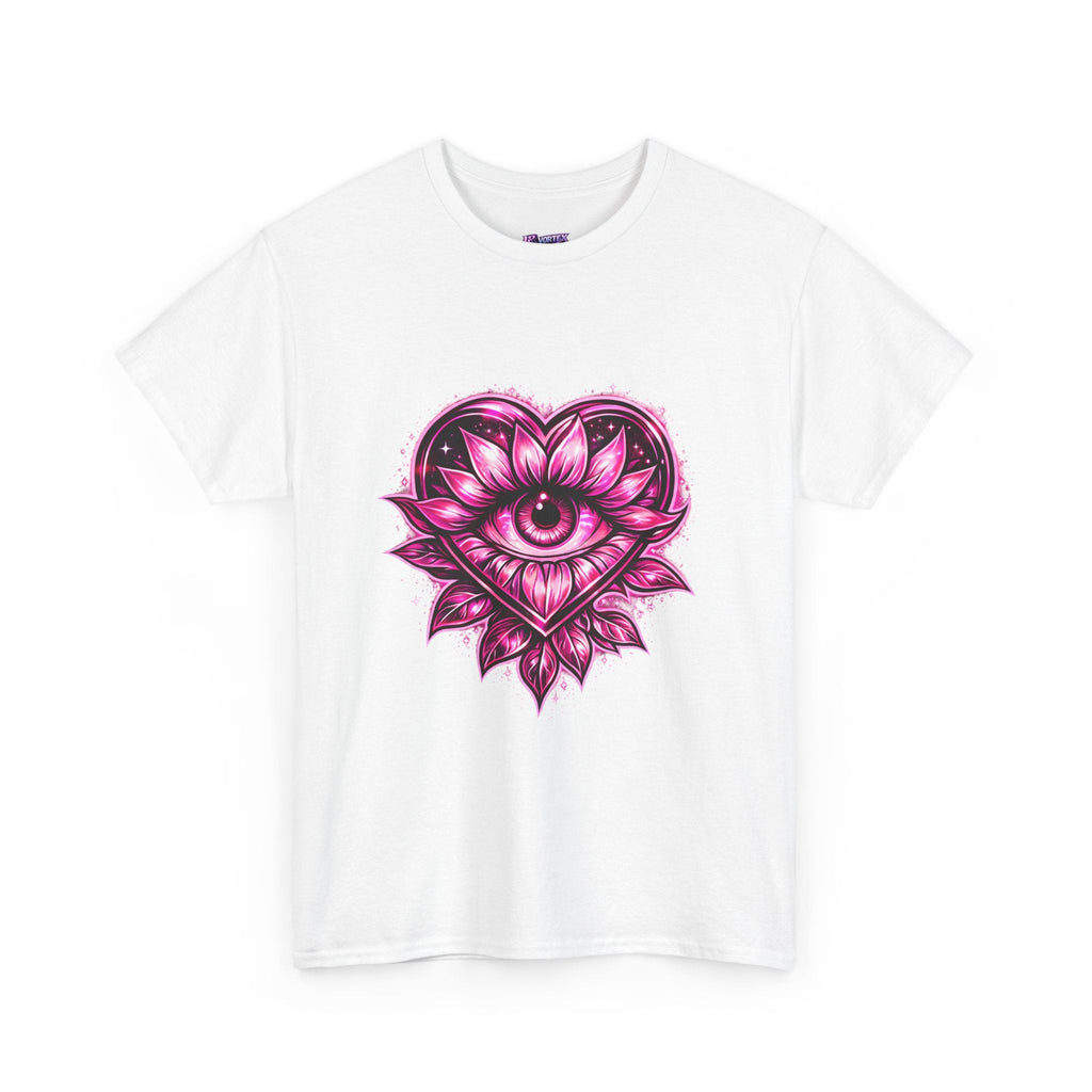Mystic Heart Eye T‑Shirt — Pink Third Eye Lotus Graphic Tee Printify
