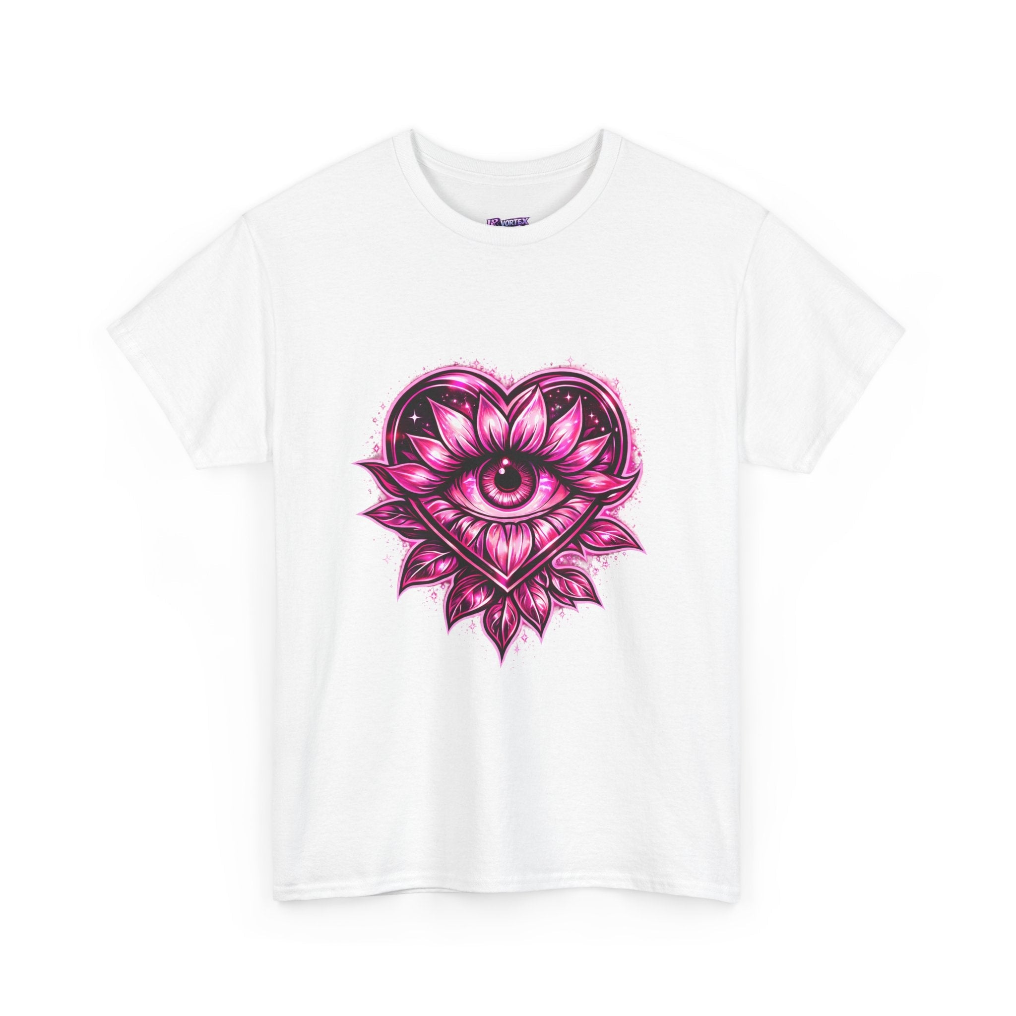 Mystic Heart Eye T‑Shirt — Pink Third Eye Lotus Graphic Tee Printify