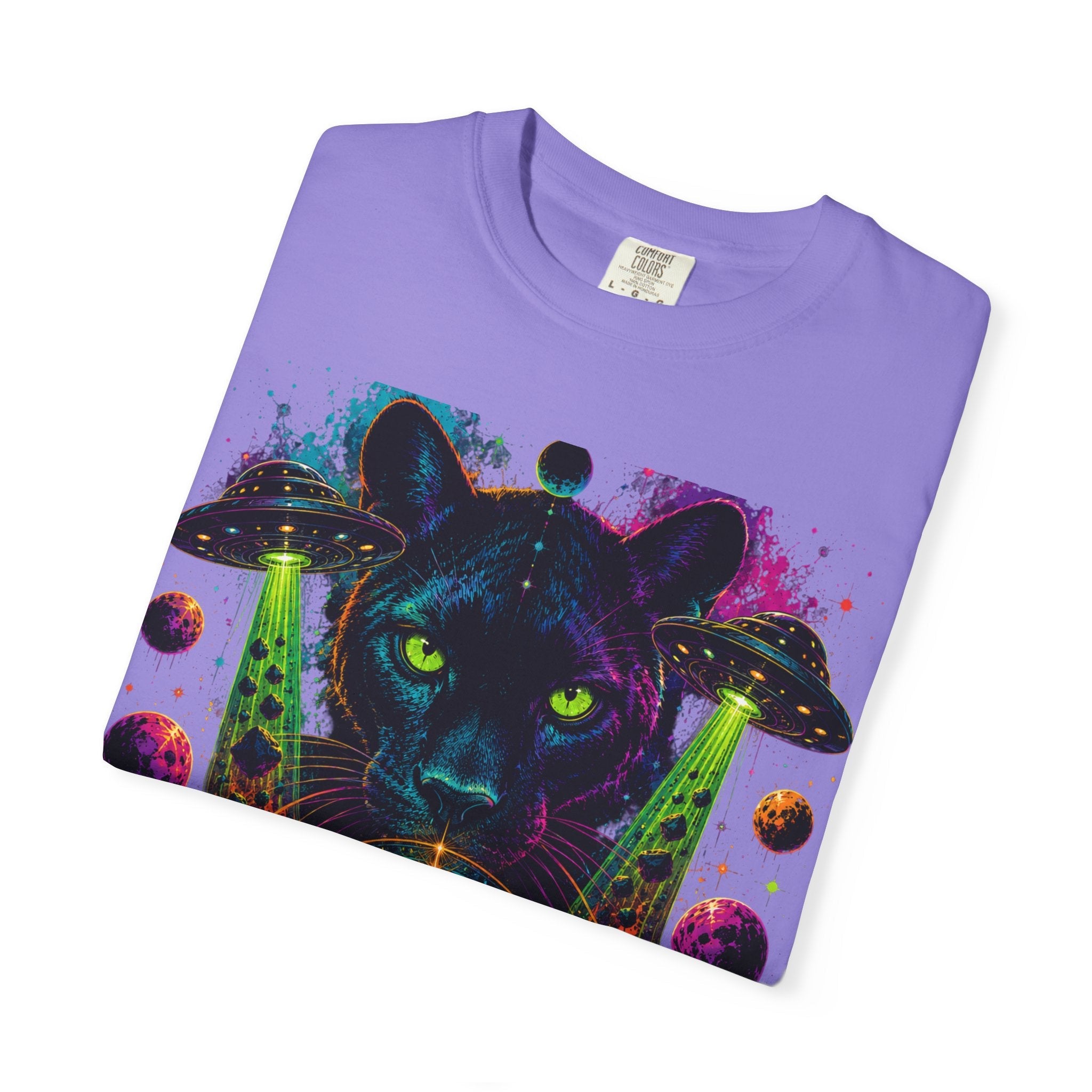 Mystic Panther Pyramid T-Shirt — Neon Psychedelic Cat Eye Graphic Tee