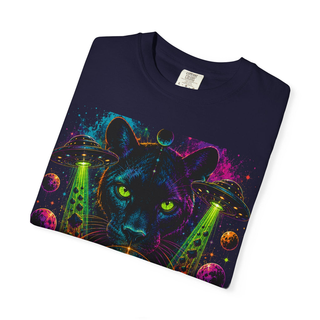 Mystic Panther Pyramid T-Shirt — Neon Psychedelic Cat Eye Graphic Tee