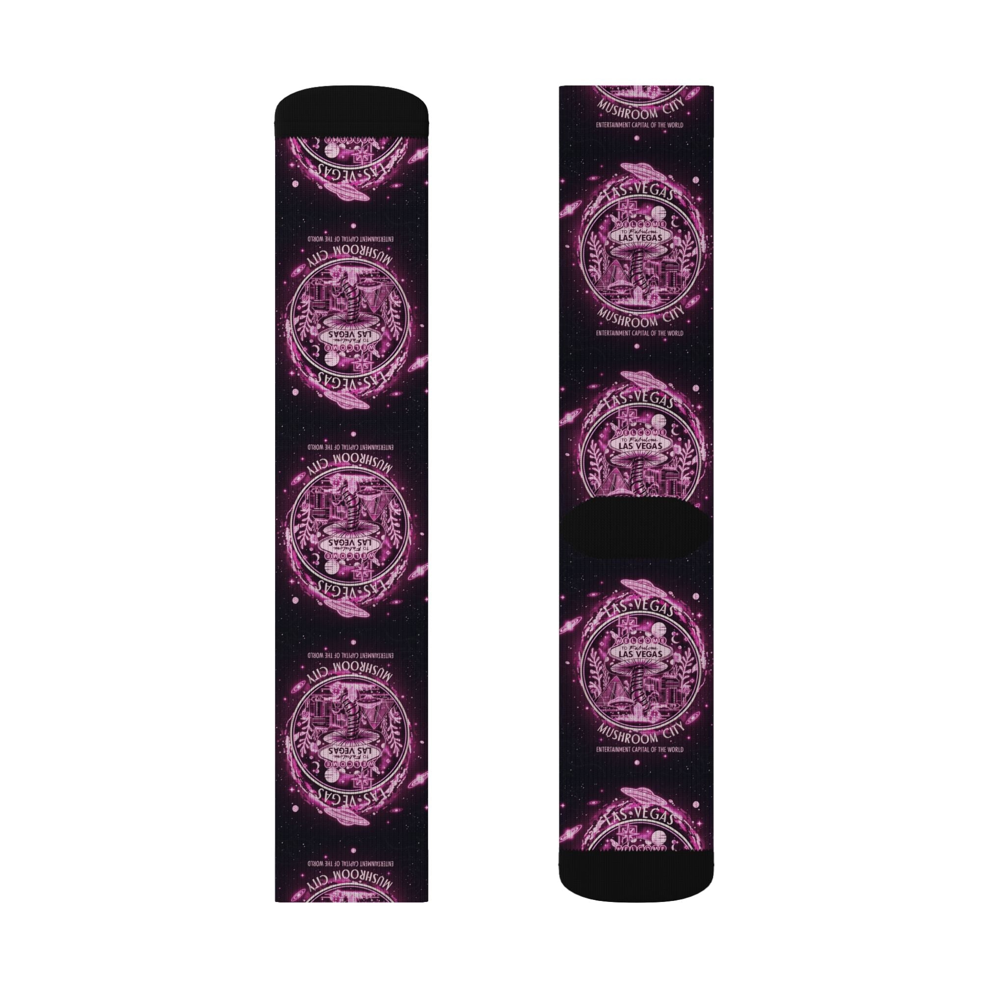 Mystic Pink Galaxy Crew Socks — Sublimated Celestial Mandala Design✨️ Printify