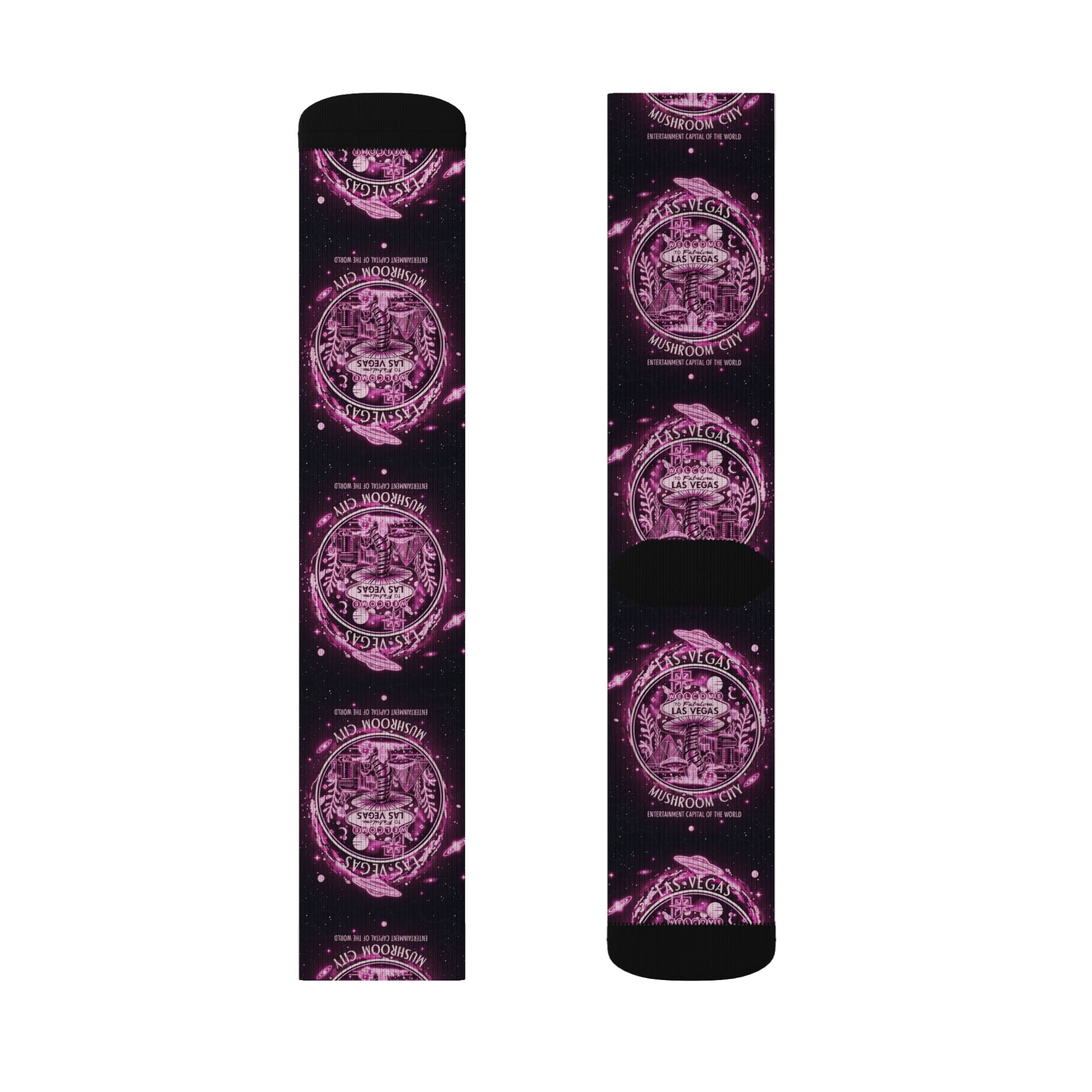 Mystic Pink Galaxy Crew Socks — Sublimated Celestial Mandala Design✨️ Printify