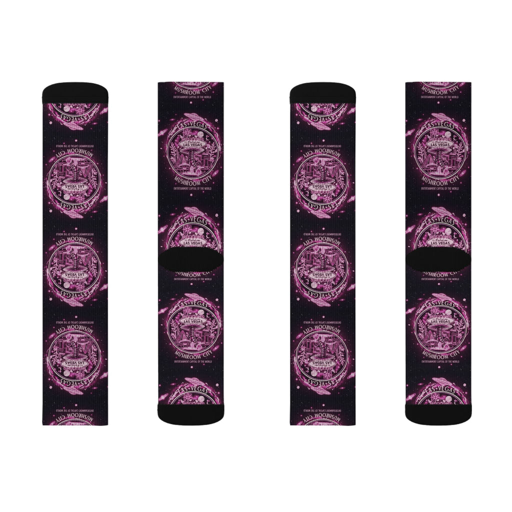 Mystic Pink Galaxy Crew Socks — Sublimated Celestial Mandala Design✨️ Printify