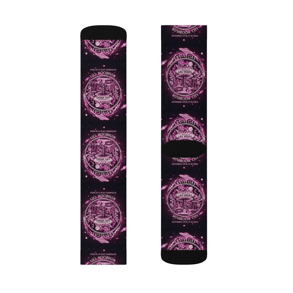 Mystic Pink Galaxy Crew Socks — Sublimated Celestial Mandala Design✨️ Printify