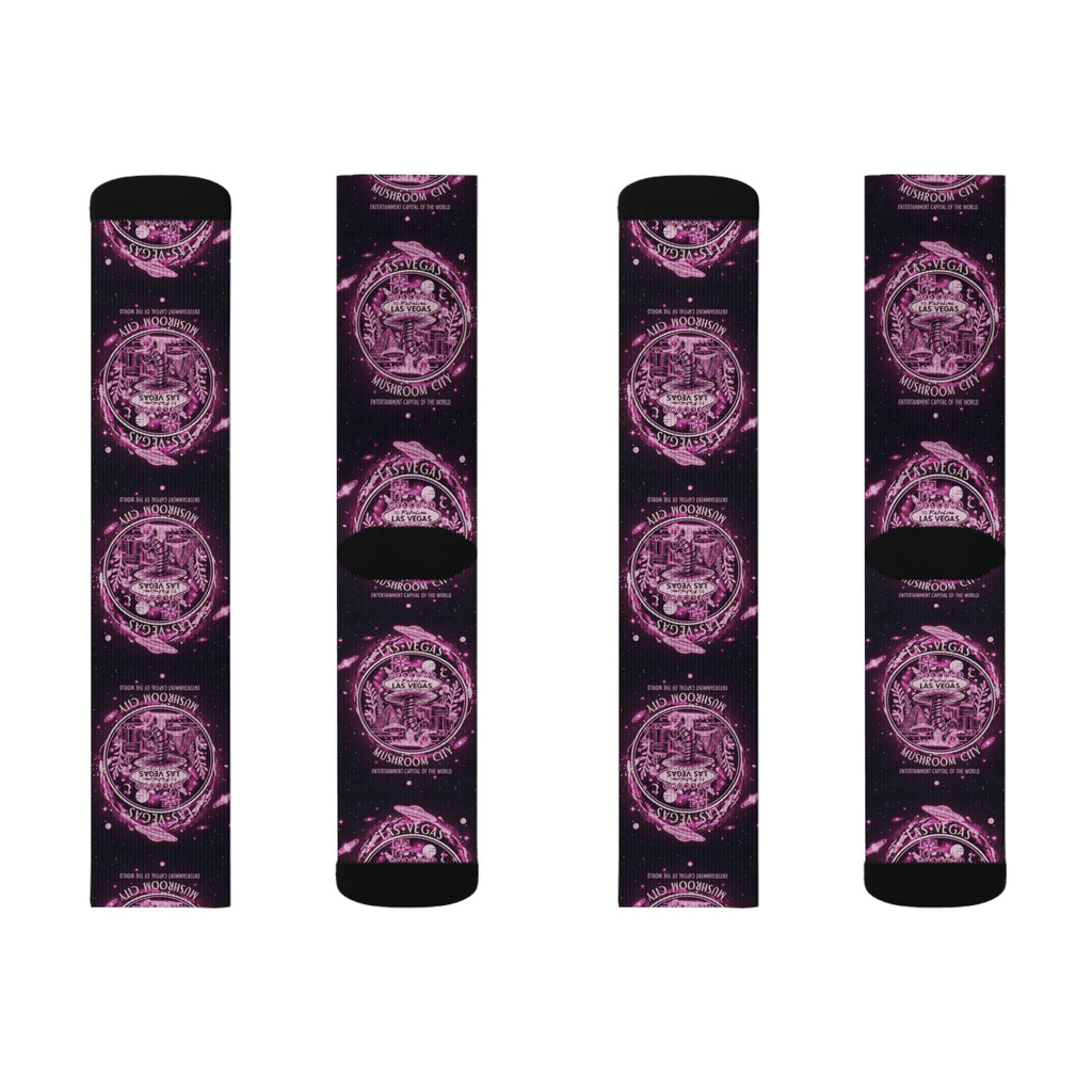 Mystic Pink Galaxy Crew Socks — Sublimated Celestial Mandala Design✨️ Printify