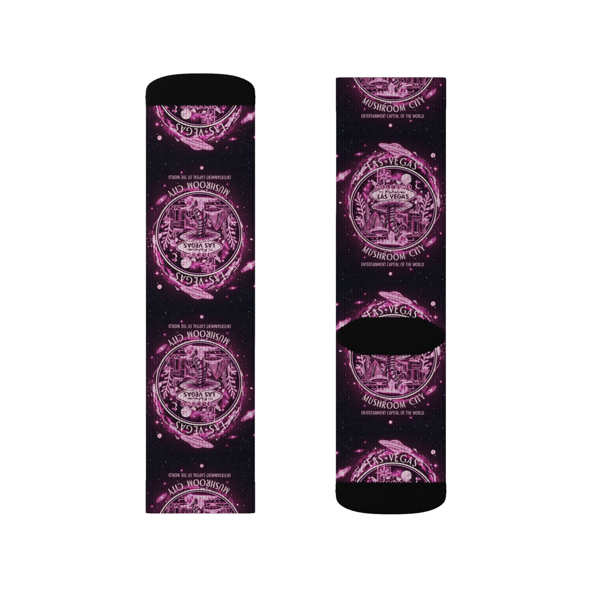 Mystic Pink Galaxy Crew Socks — Sublimated Celestial Mandala Design✨️ Printify
