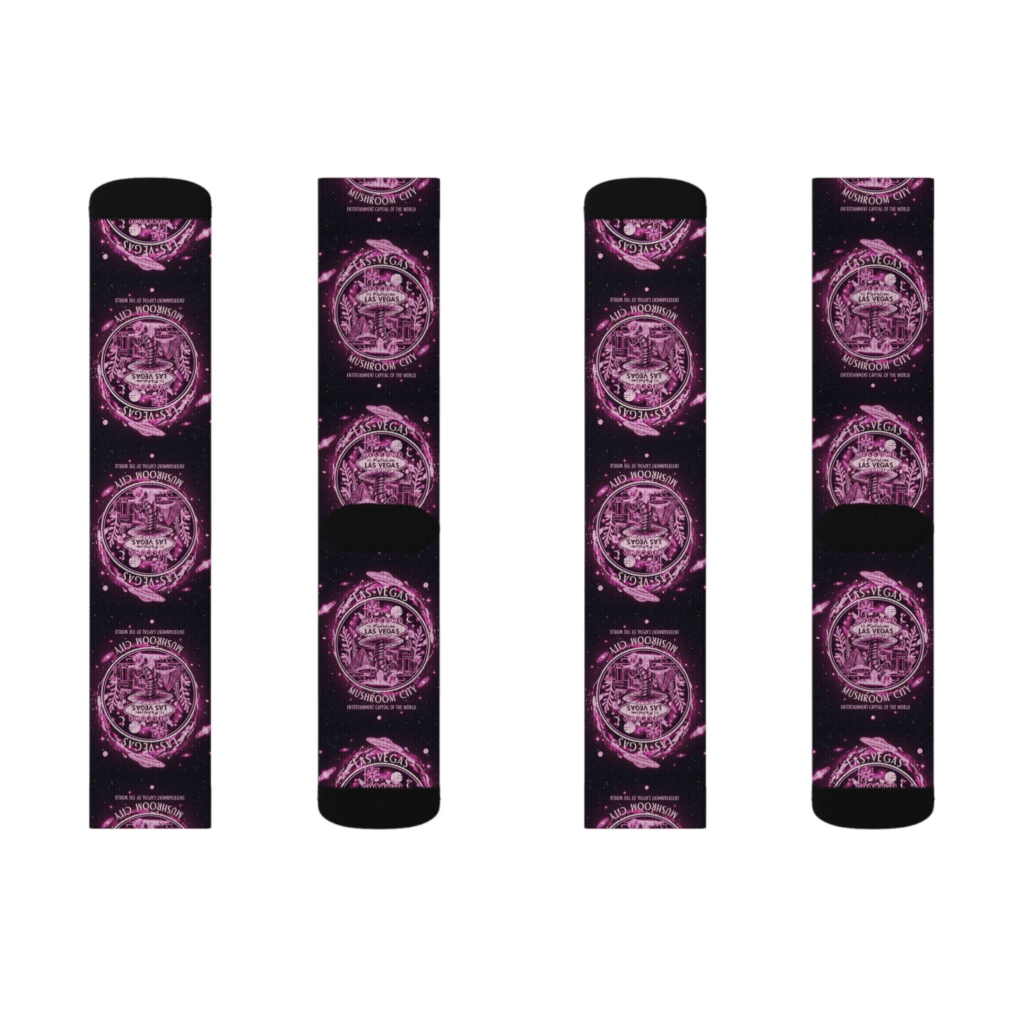 Mystic Pink Galaxy Crew Socks — Sublimated Celestial Mandala Design✨️ Printify
