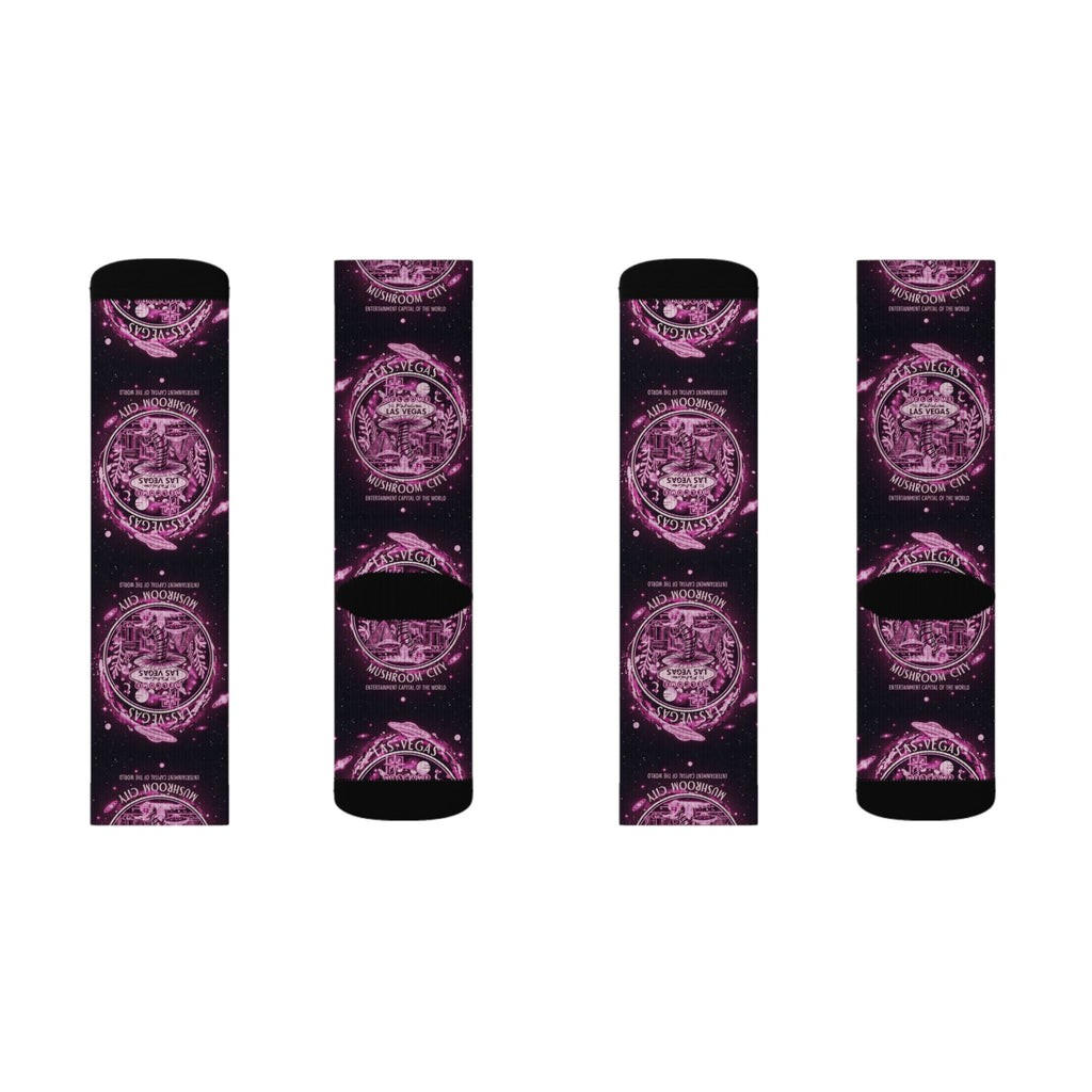 Mystic Pink Galaxy Crew Socks — Sublimated Celestial Mandala Design✨️ Printify