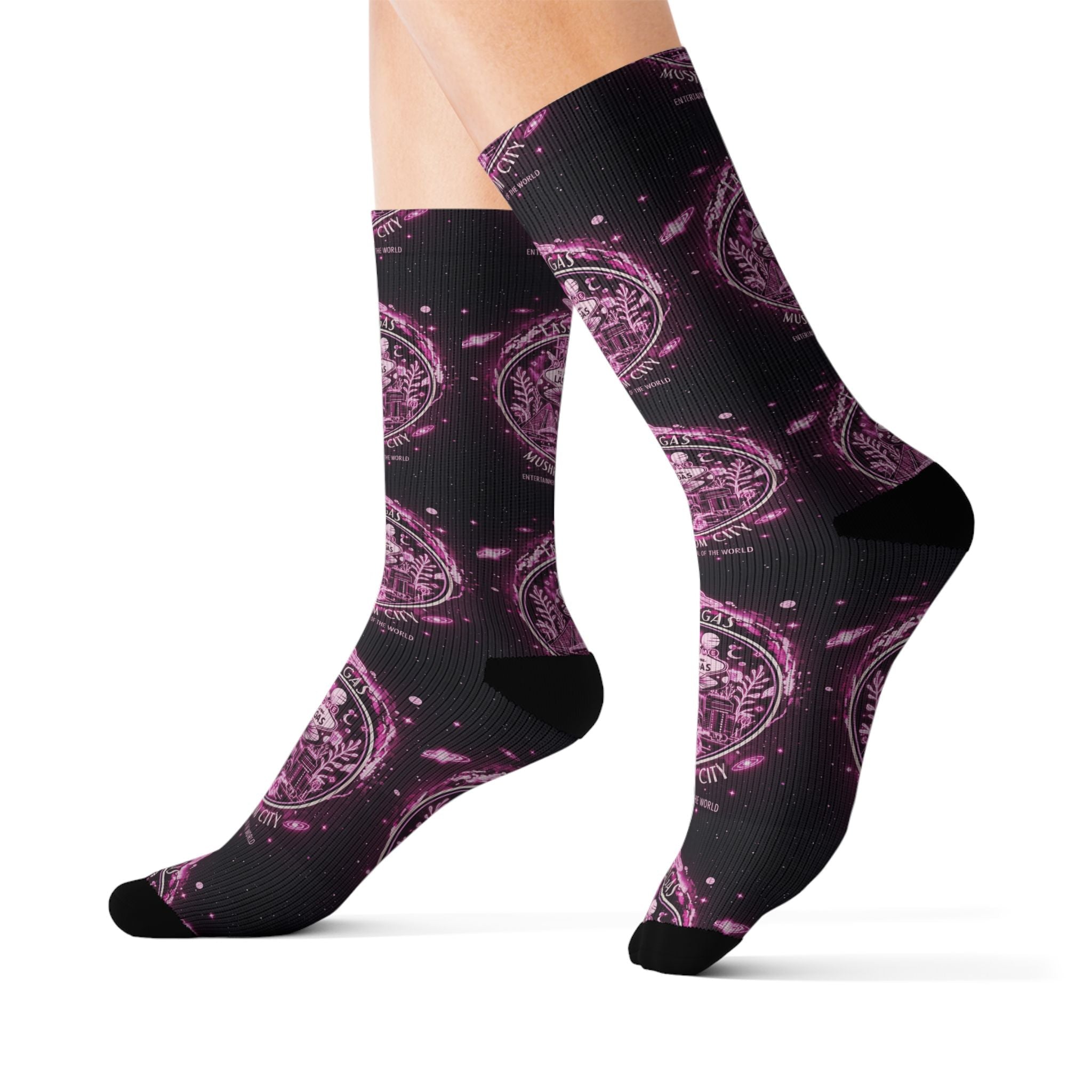 Mystic Pink Galaxy Crew Socks — Sublimated Celestial Mandala Design✨️ Printify