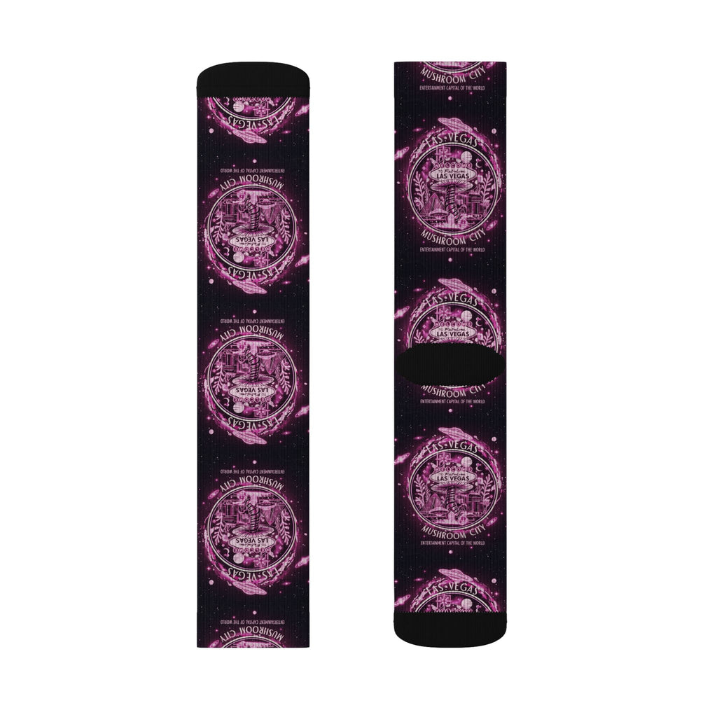 Mystic Pink Galaxy Crew Socks — Sublimated Celestial Mandala Design✨️ Printify