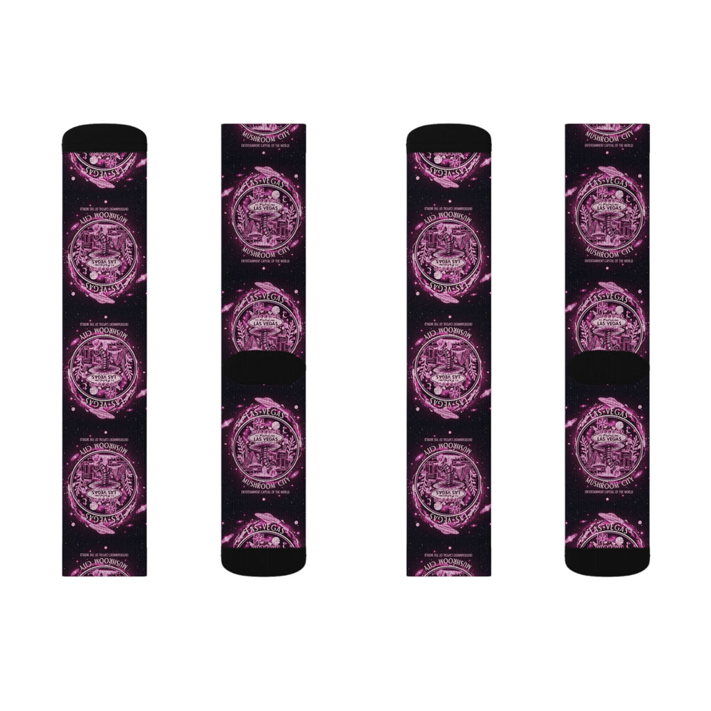 Mystic Pink Galaxy Crew Socks — Sublimated Celestial Mandala Design✨️ Printify