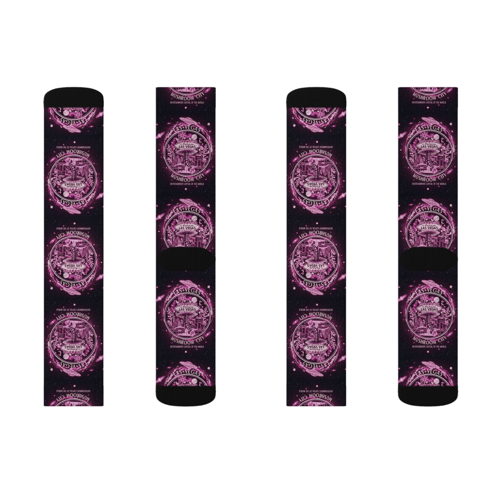 Mystic Pink Galaxy Crew Socks — Sublimated Celestial Mandala Design✨️ Printify