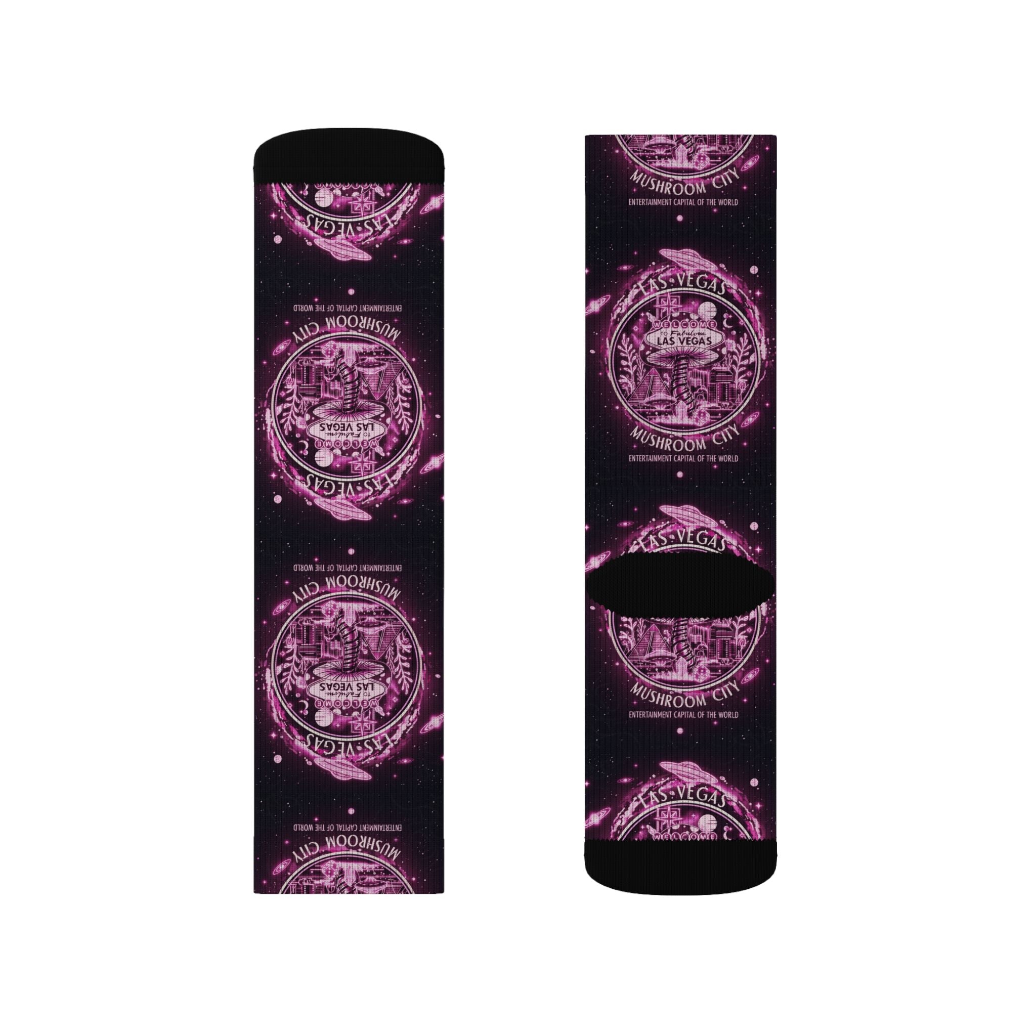 Mystic Pink Galaxy Crew Socks — Sublimated Celestial Mandala Design✨️ Printify