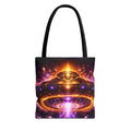 Mystic Pyramid Tote Bag — Cosmic Eye & Golden Light All-Over Print Printify