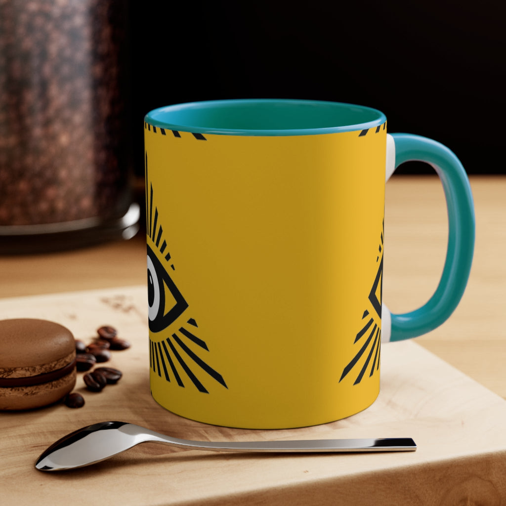 Mystical all seeing eye accent mug with colorful interior Printify