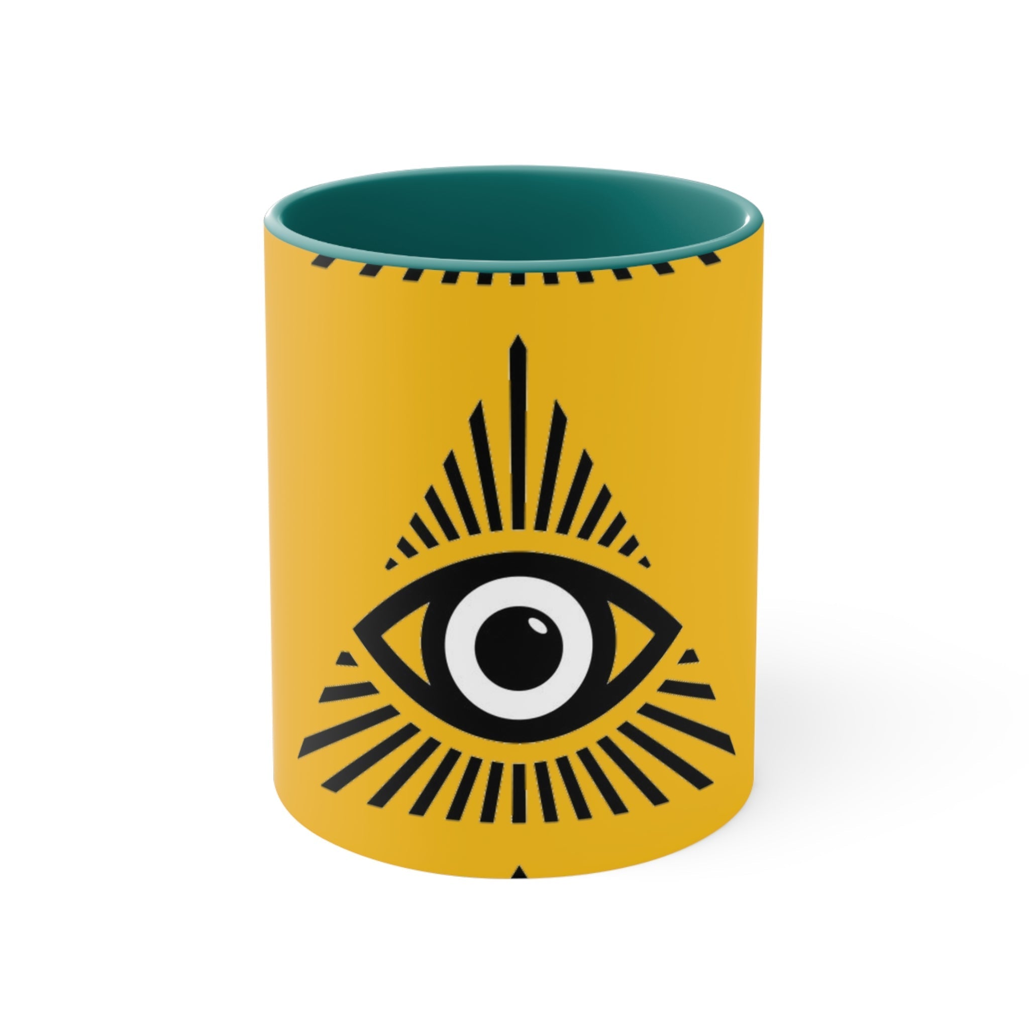Mystical all seeing eye accent mug with colorful interior Printify