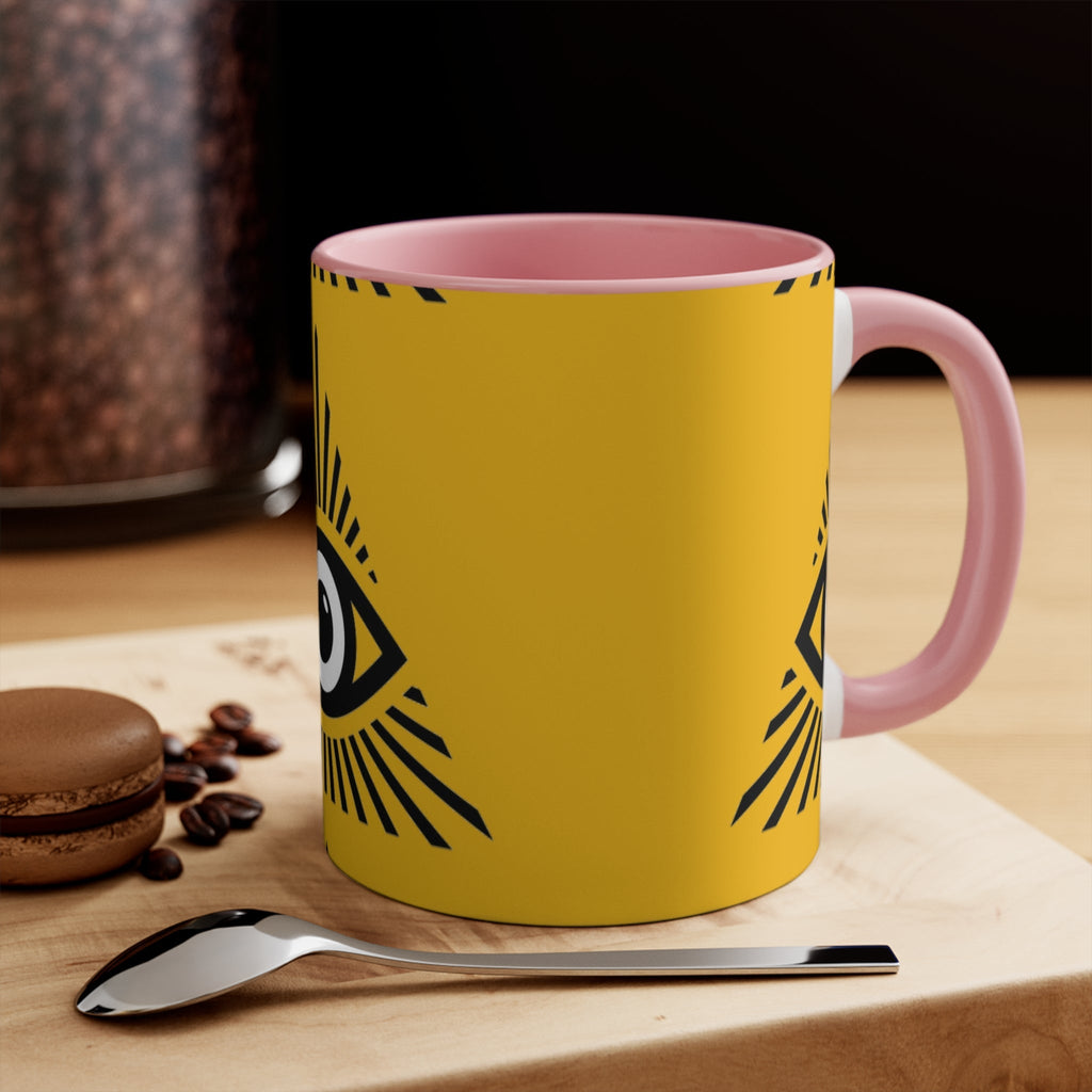 Mystical all seeing eye accent mug with colorful interior Printify