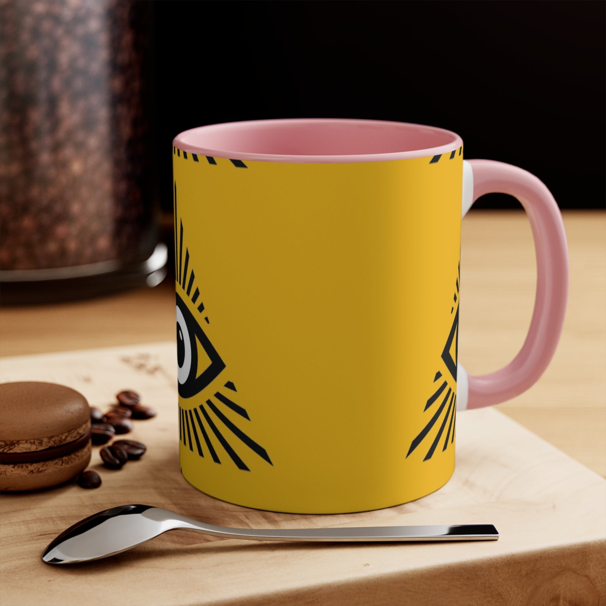 Mystical all seeing eye accent mug with colorful interior Printify