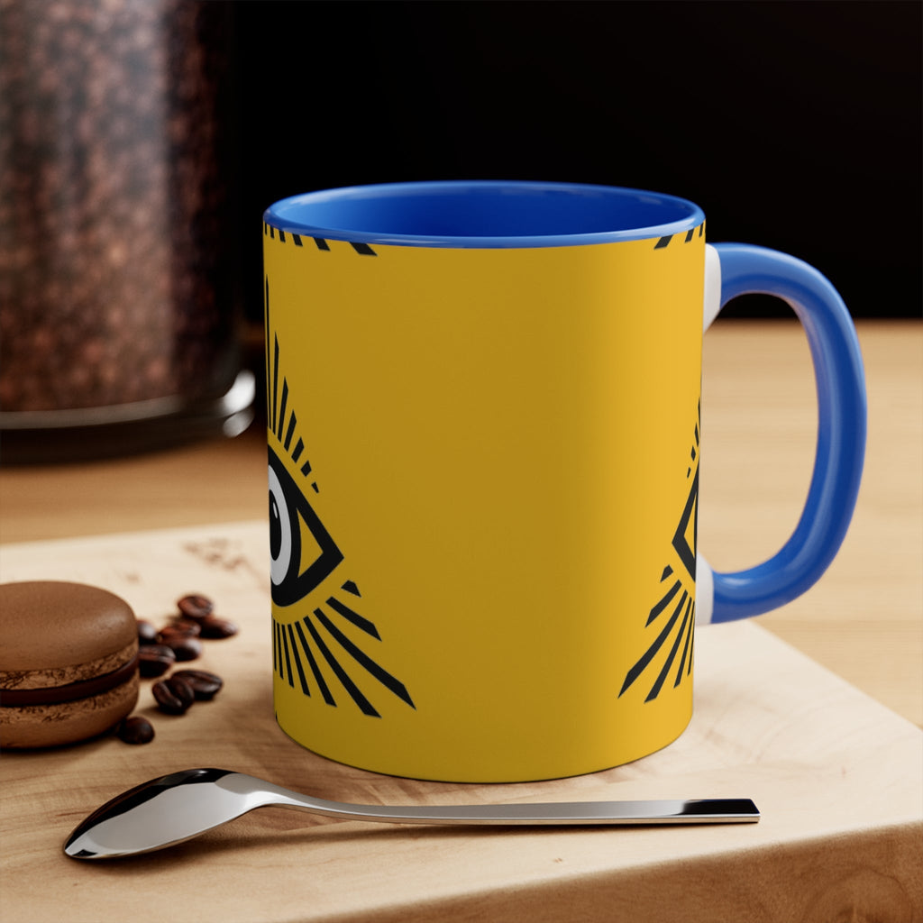 Mystical all seeing eye accent mug with colorful interior Printify