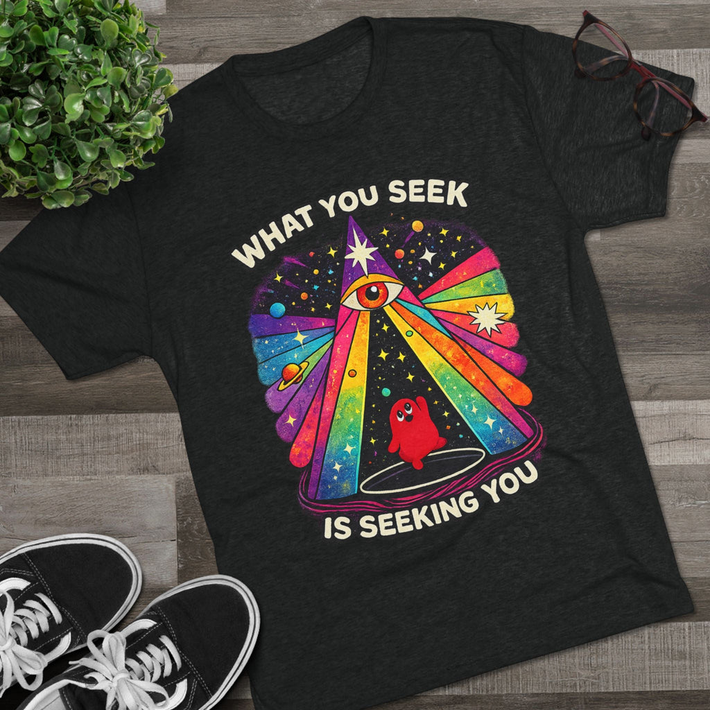 Mystical Rainbow Eye Tee — "What You Seek Is Seeking You" Graphic T-Shirt Printify