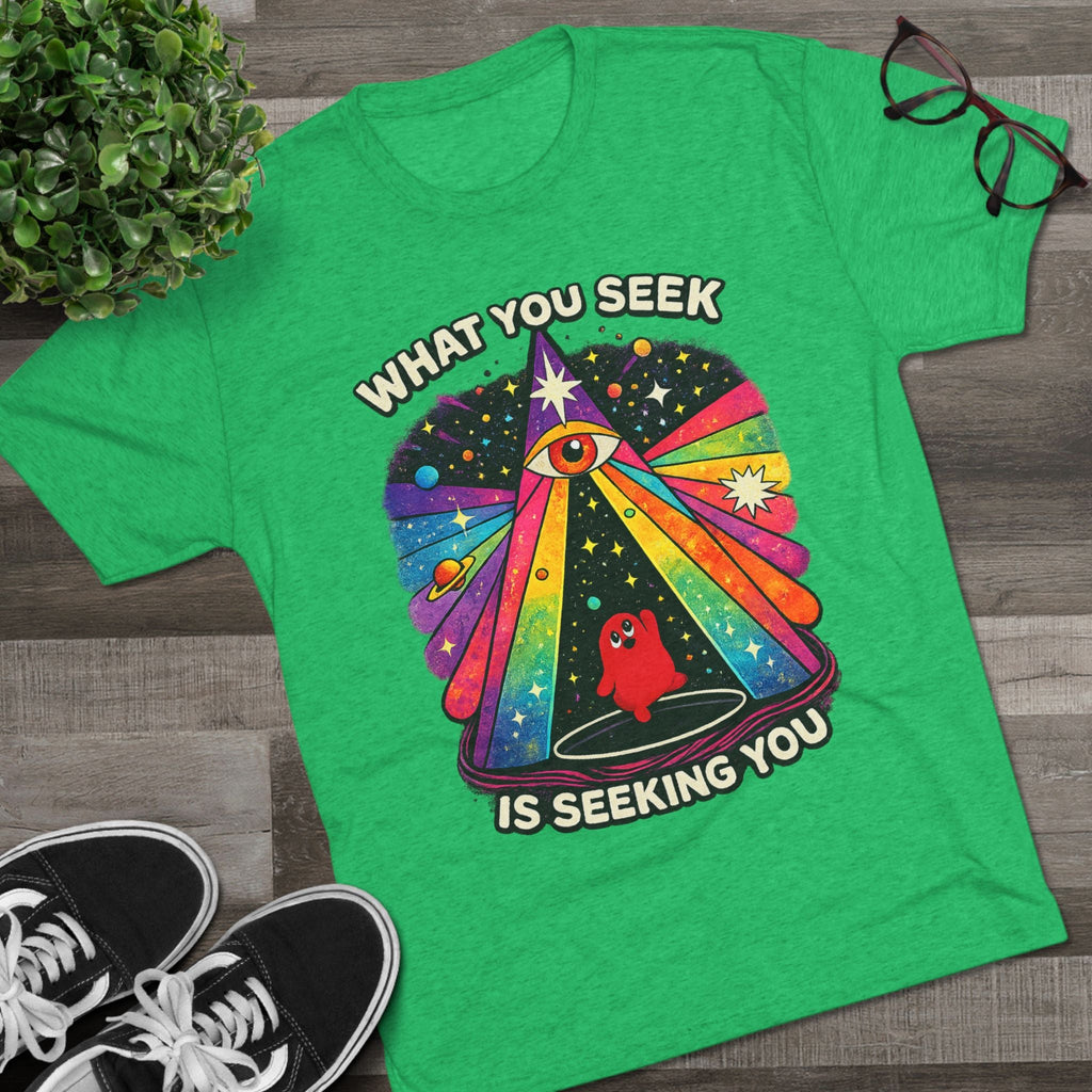 Mystical Rainbow Eye Tee — "What You Seek Is Seeking You" Graphic T-Shirt Printify