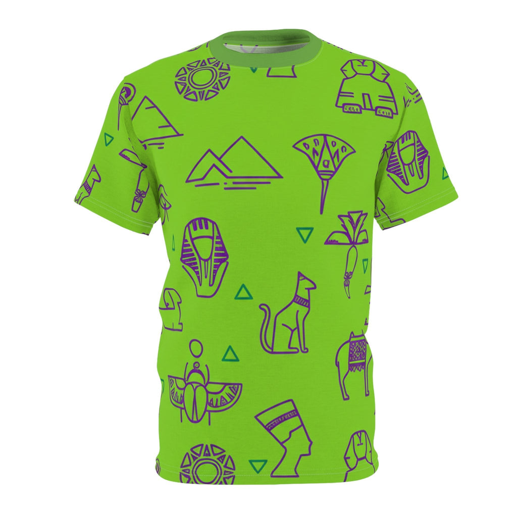 Vibrant Egyptian Print Tee, Unisex Graphic T-shirt, AOP Casual Wear, Unique Gift for Adventurers, Statement Summer Top Printify