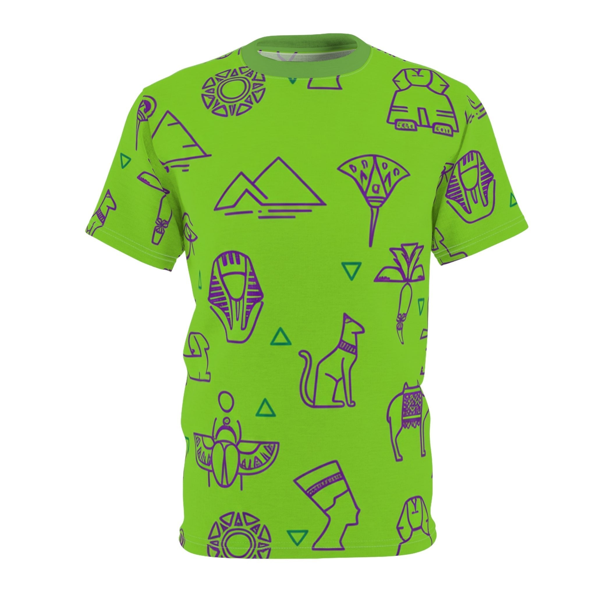 Vibrant Egyptian Print Tee, Unisex Graphic T-shirt, AOP Casual Wear, Unique Gift for Adventurers, Statement Summer Top Printify