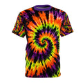 Neon Halloween Tie-Dye Spiral Tee — Pumpkin & UFO Sleeves