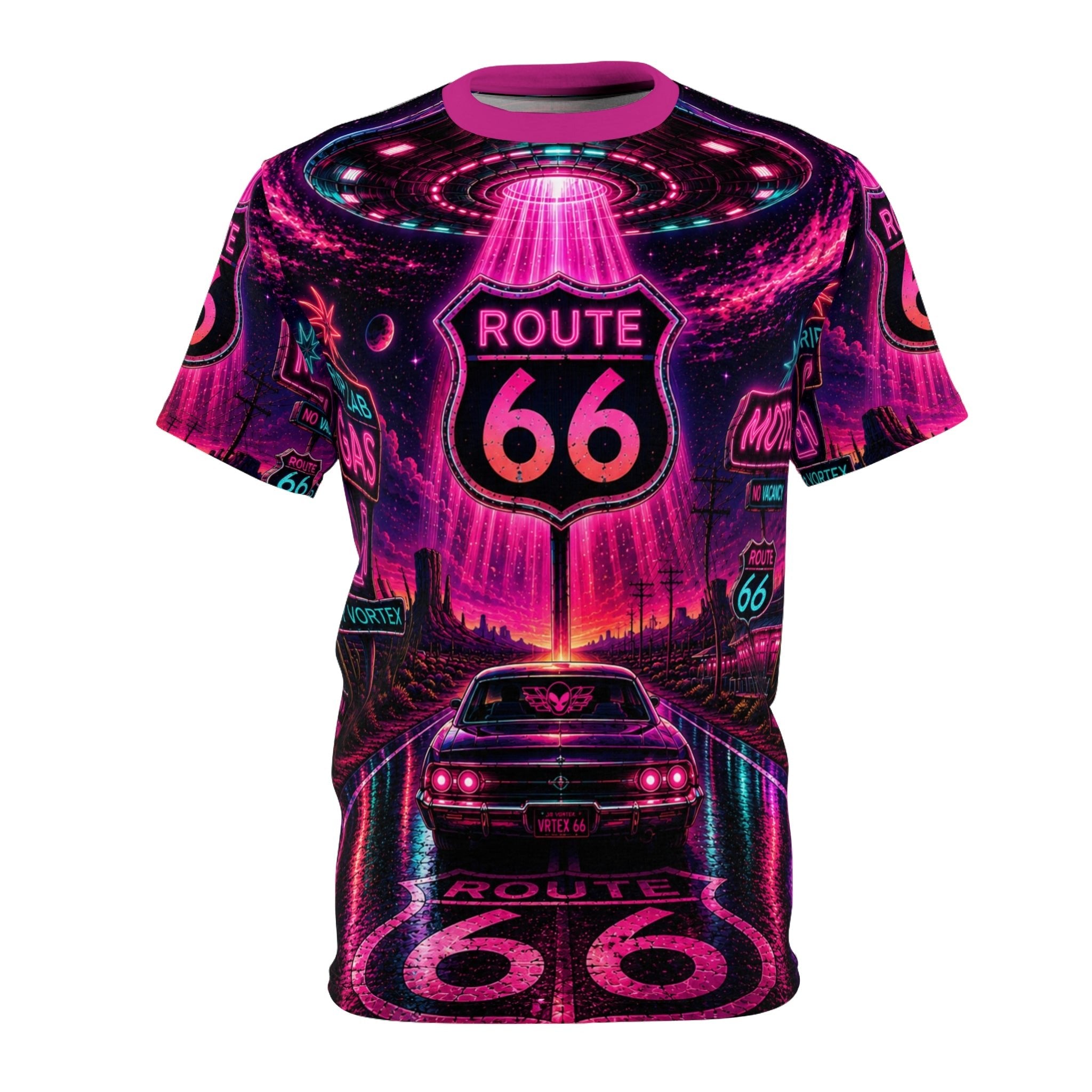 Neon Vortex Route 66 AOP Tee