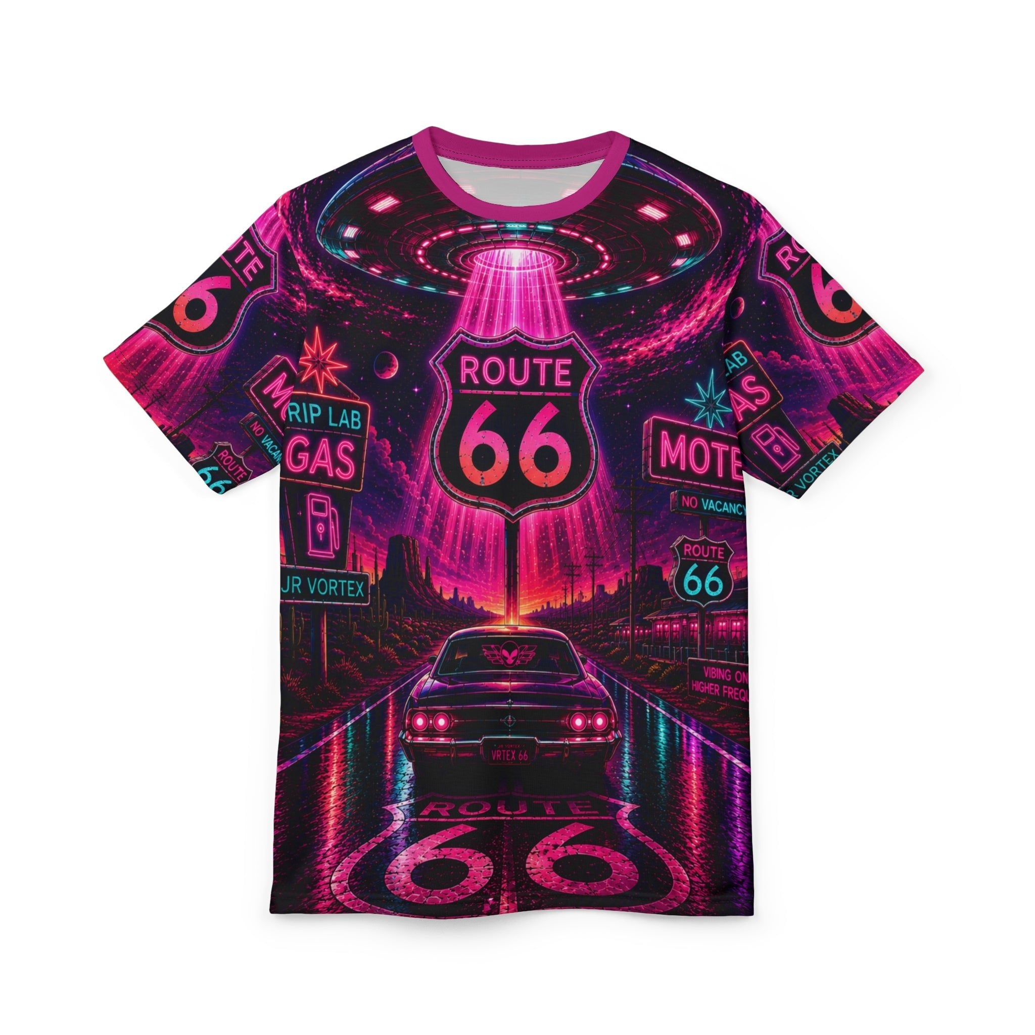 Neon Vortex Route 66 AOP Tee