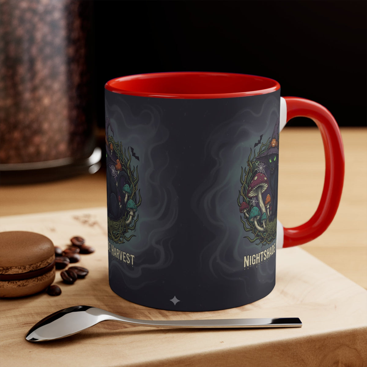 Nightshade Harvest Cat Mug — Witchy Halloween Coffee Cup