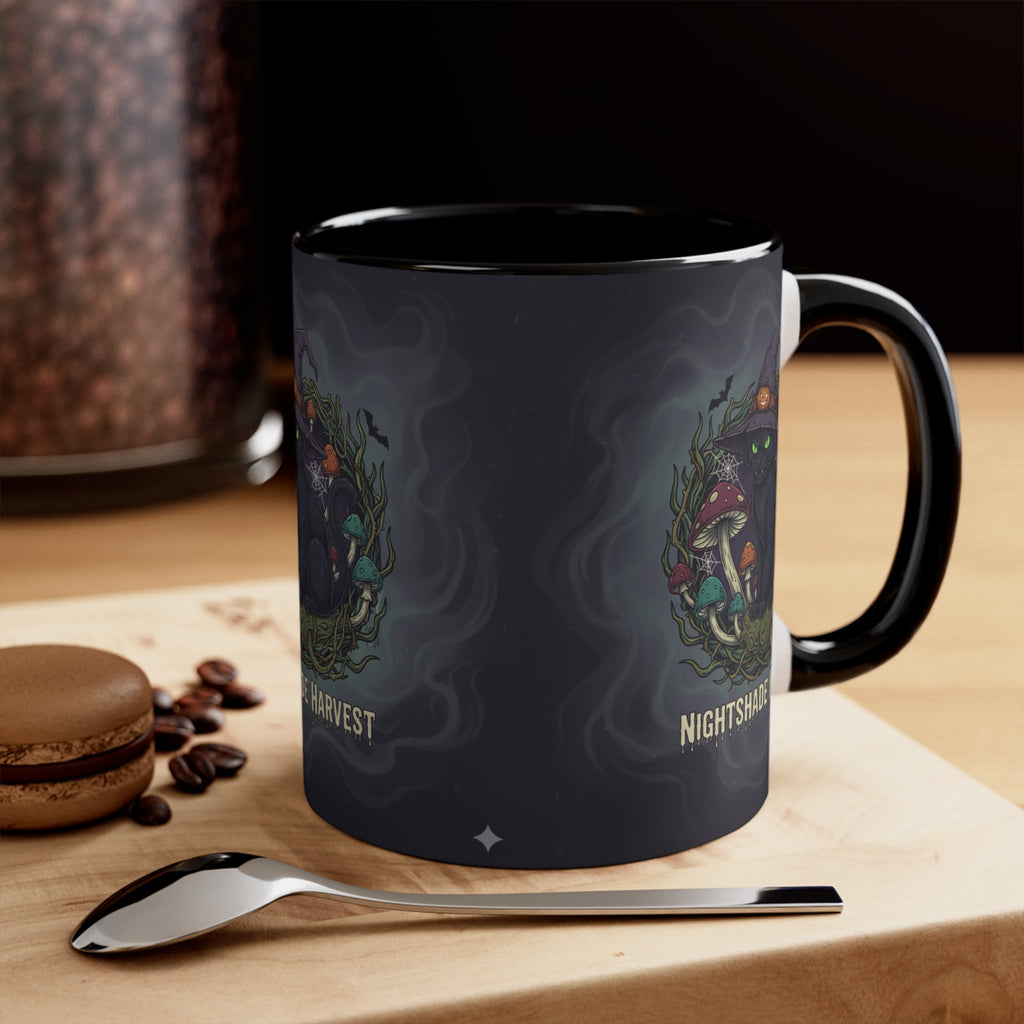Nightshade Harvest Cat Mug — Witchy Halloween Coffee Cup