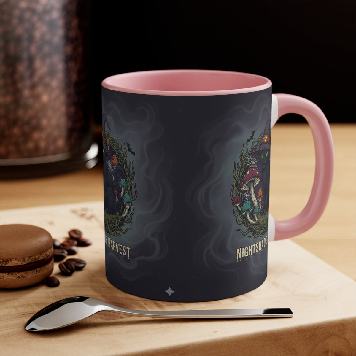Nightshade Harvest Cat Mug — Witchy Halloween Coffee Cup