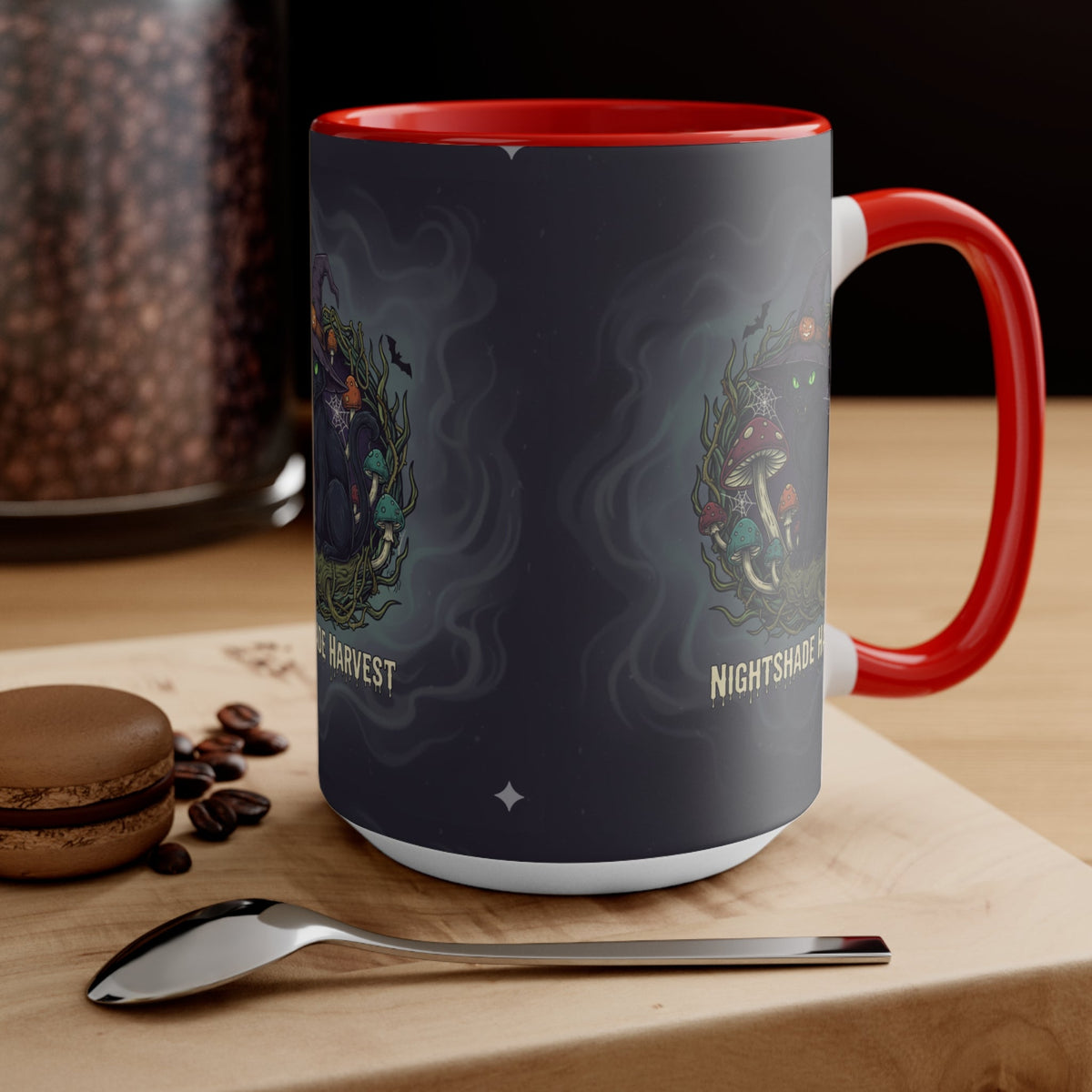 Nightshade Harvest Cat Mug — Witchy Halloween Coffee Cup