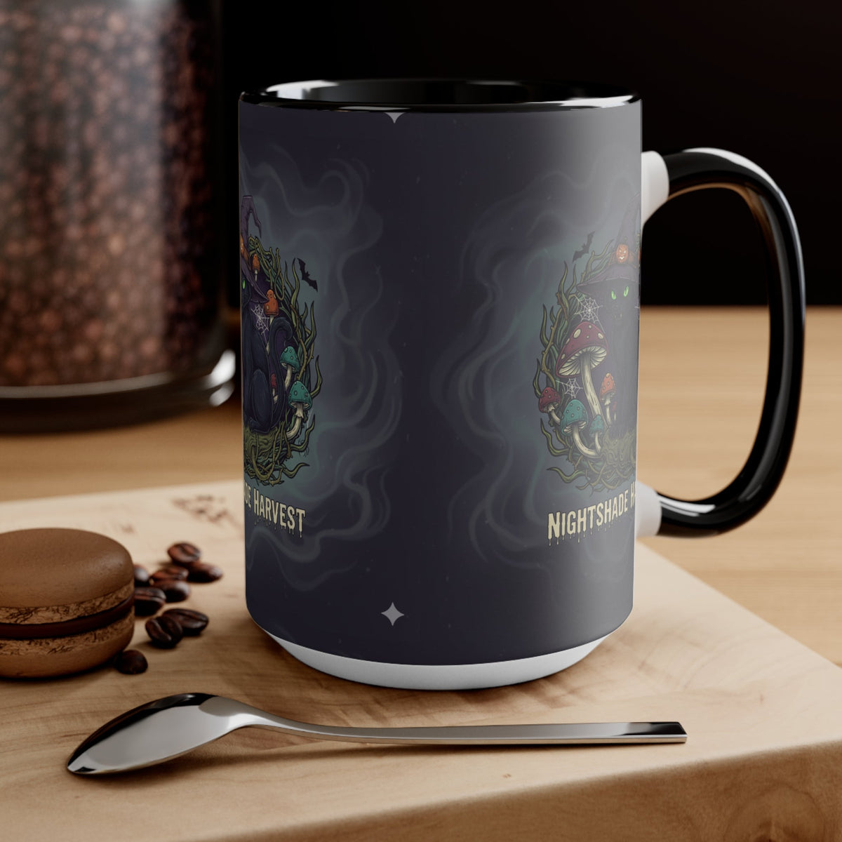Nightshade Harvest Cat Mug — Witchy Halloween Coffee Cup