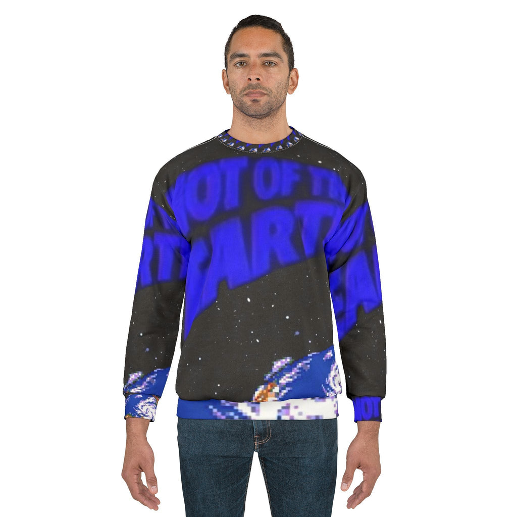 Not Of This Earth All-Over Print Sweatshirt | Cosmic Streetwear Crewneck Printify