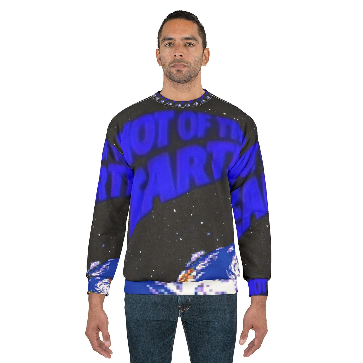 Not Of This Earth All-Over Print Sweatshirt | Cosmic Streetwear Crewneck Printify