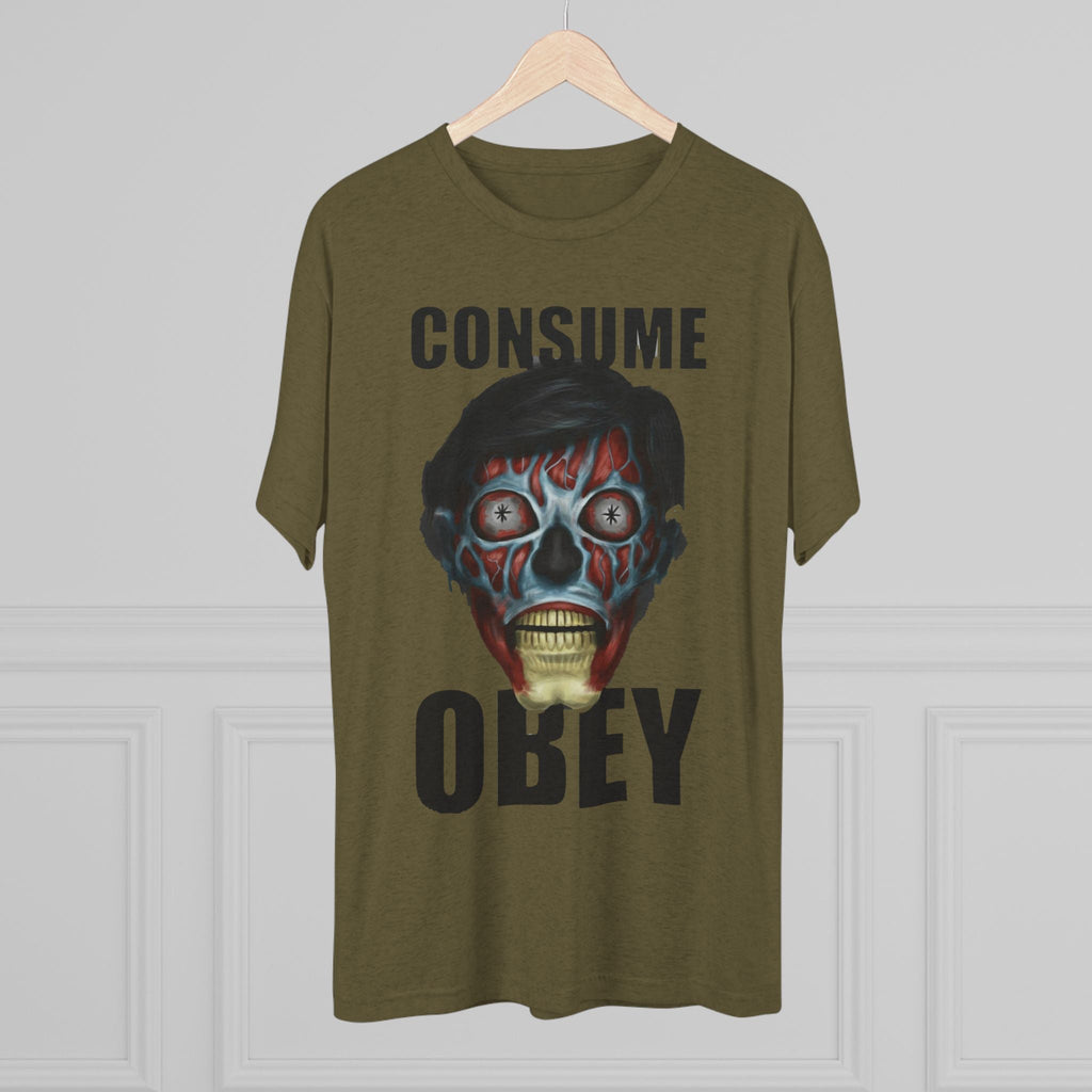 Obey Consume Alien Skull Tee — Dystopian Sci‑Fi Graphic T-Shirt Printify