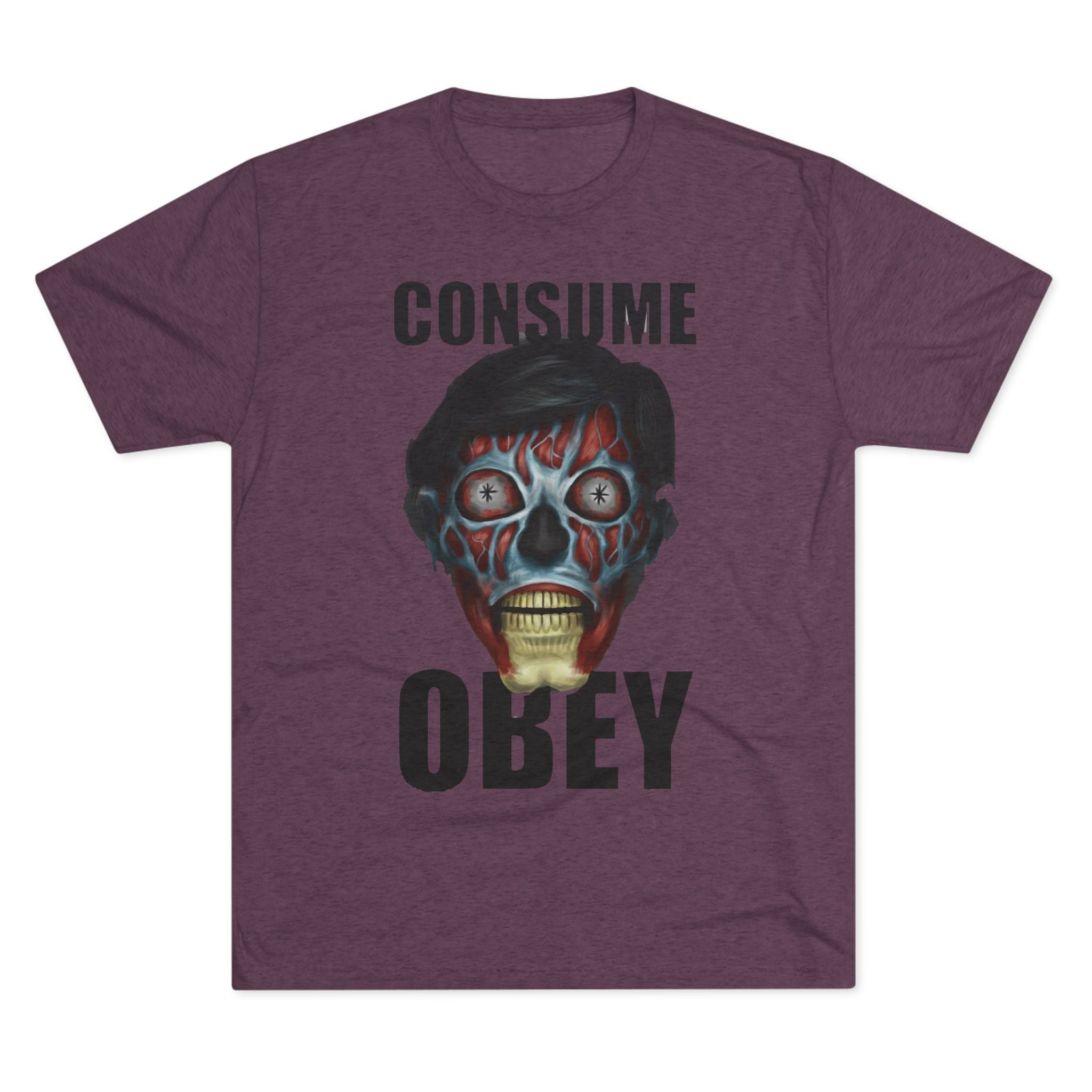 Obey Consume Alien Skull Tee — Dystopian Sci‑Fi Graphic T-Shirt Printify
