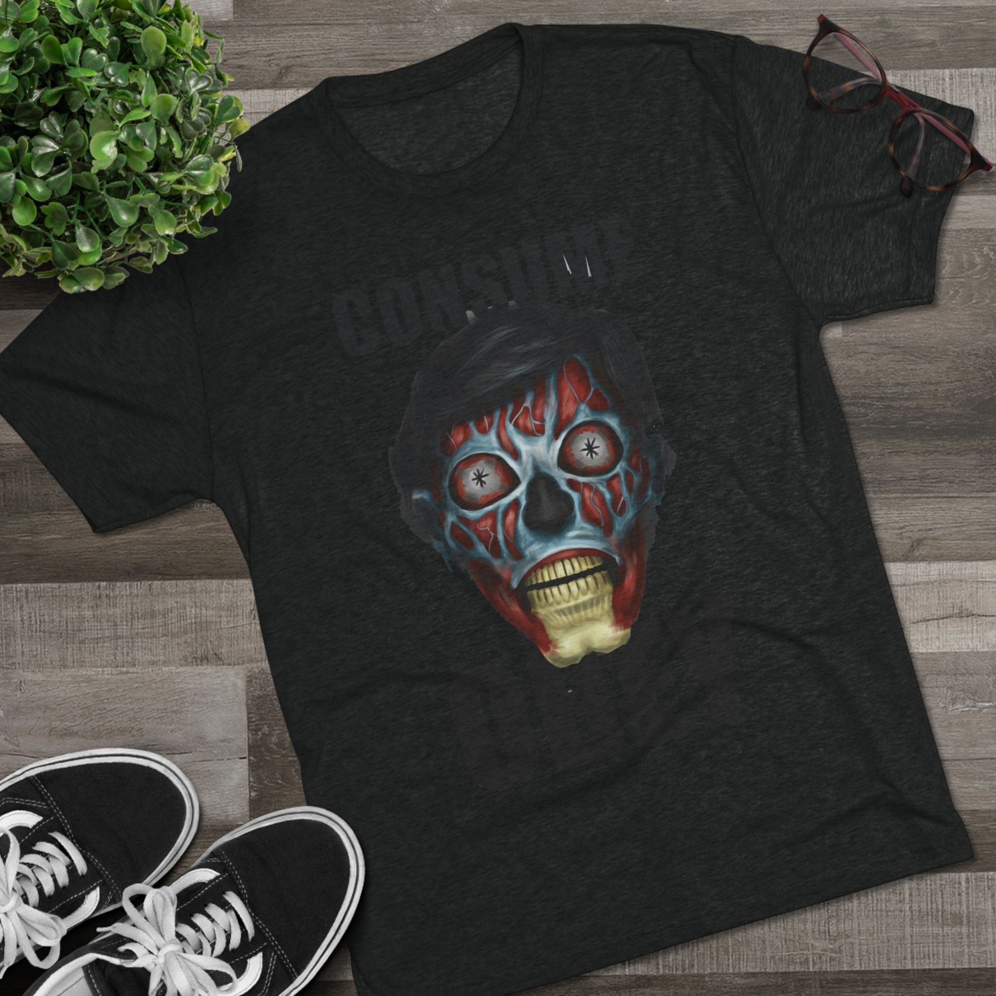 Obey Consume Alien Skull Tee — Dystopian Sci‑Fi Graphic T-Shirt Printify