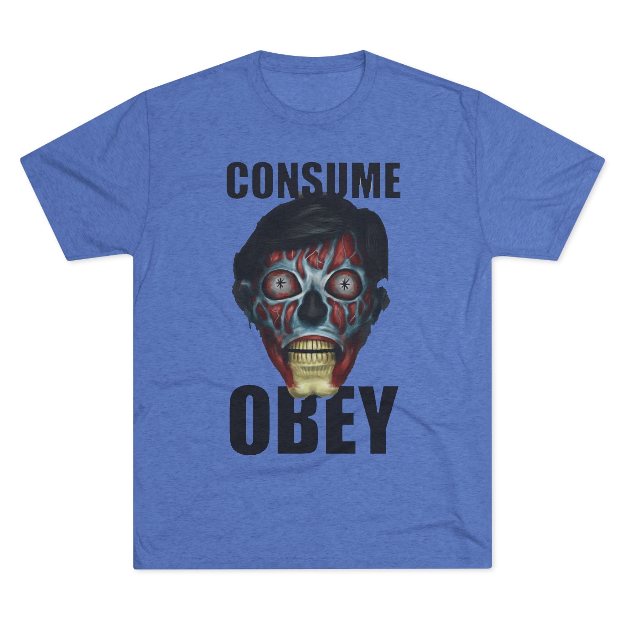 Obey Consume Alien Skull Tee — Dystopian Sci‑Fi Graphic T-Shirt Printify