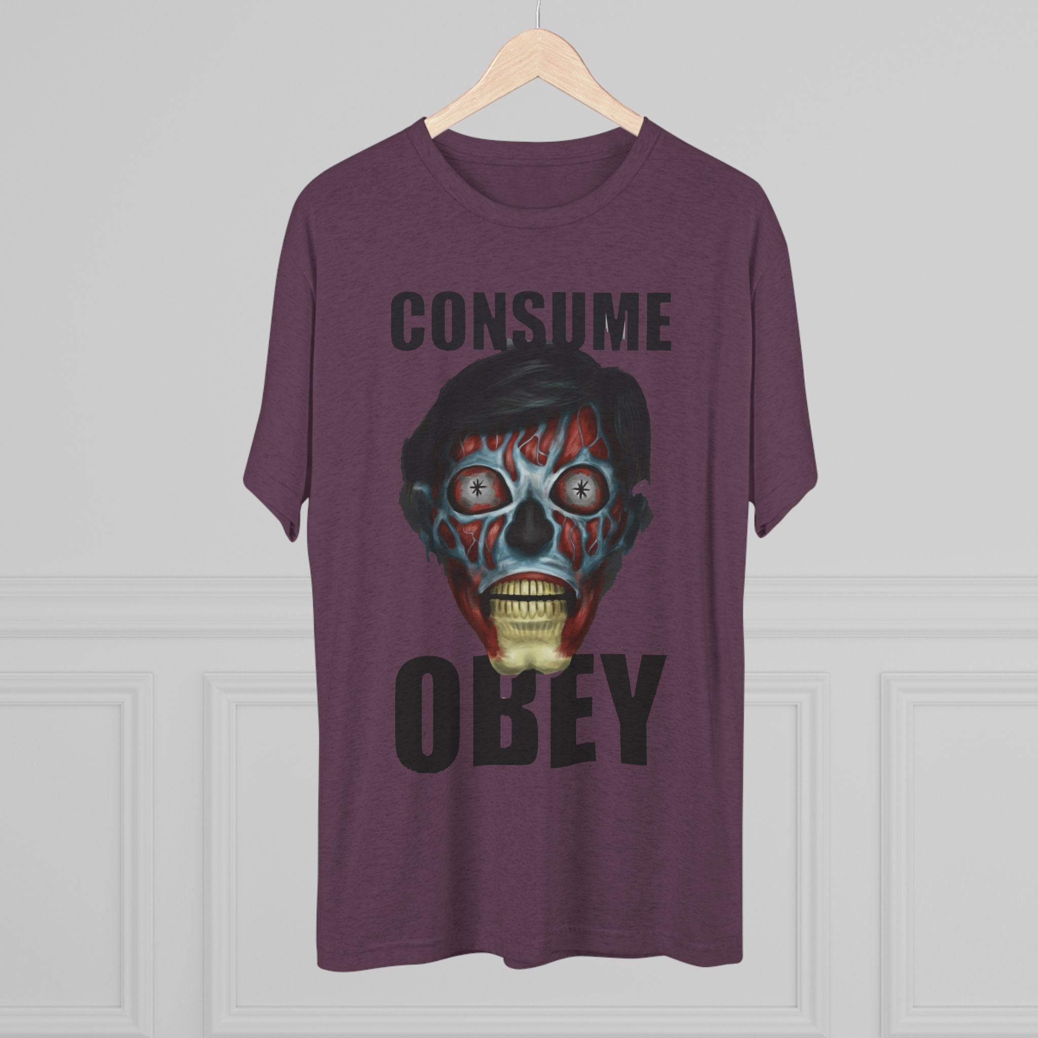 Obey Consume Alien Skull Tee — Dystopian Sci‑Fi Graphic T-Shirt Printify